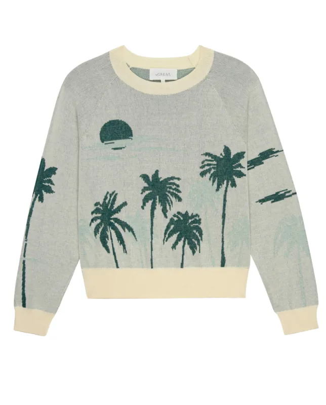 The Palm Pullover. -- Sea Green sold by THE GREAT.