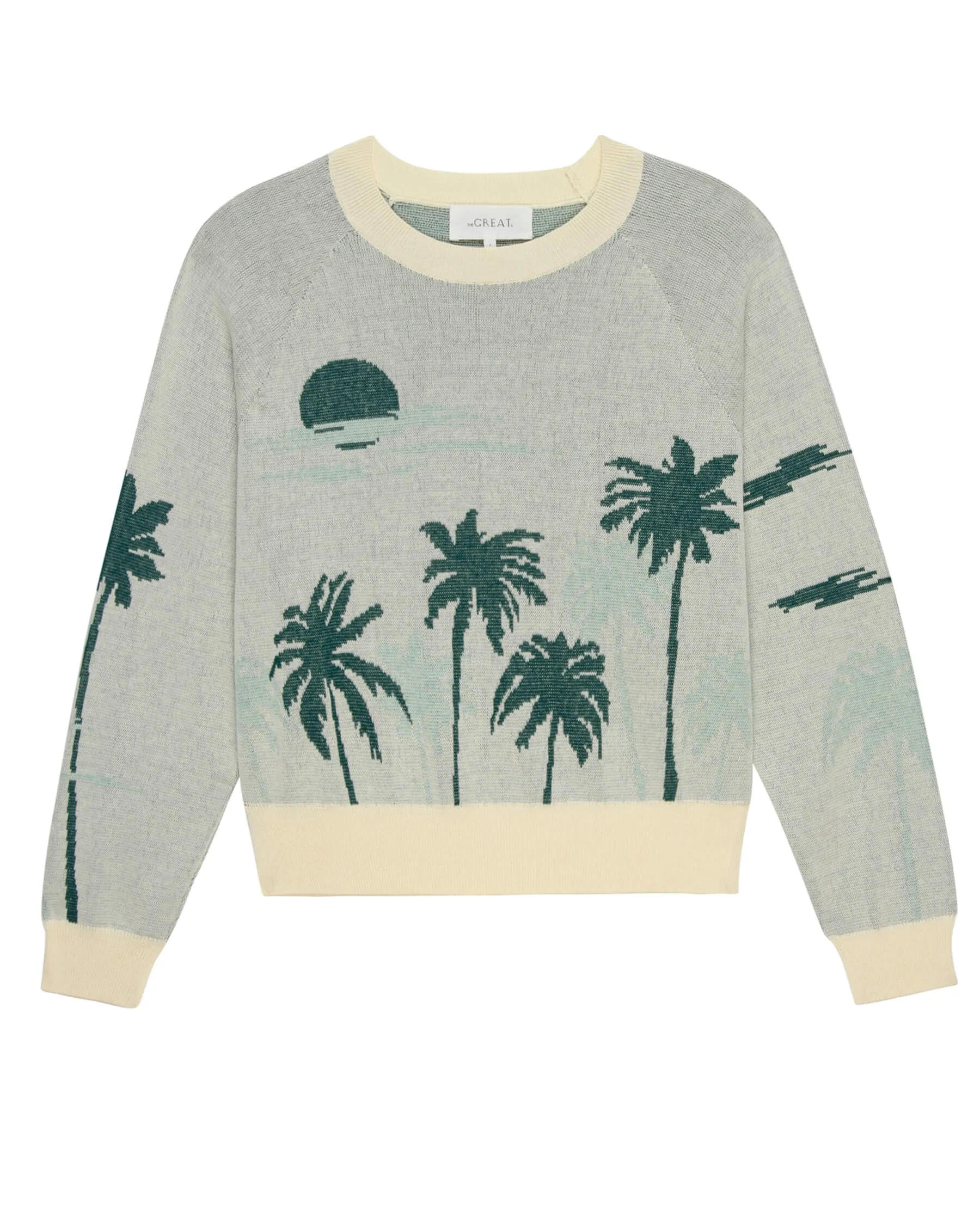 The Palm Pullover. -- Sea Green sold by THE GREAT.