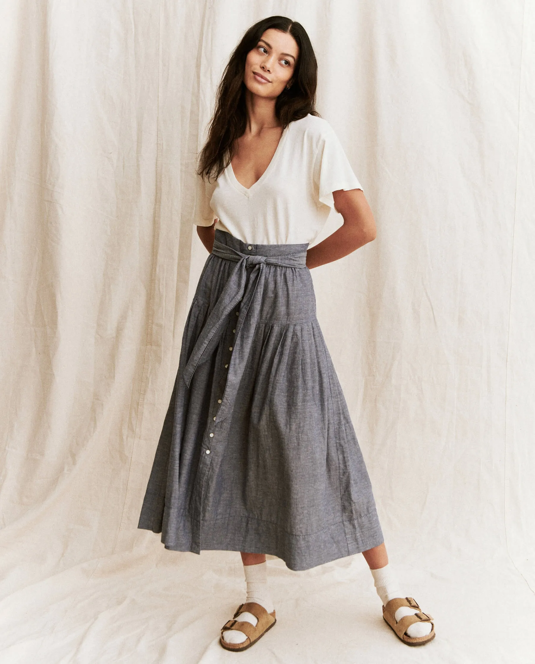 The V-Neck Tee. -- Washed White sold by THE GREAT. product image thumbnail 5