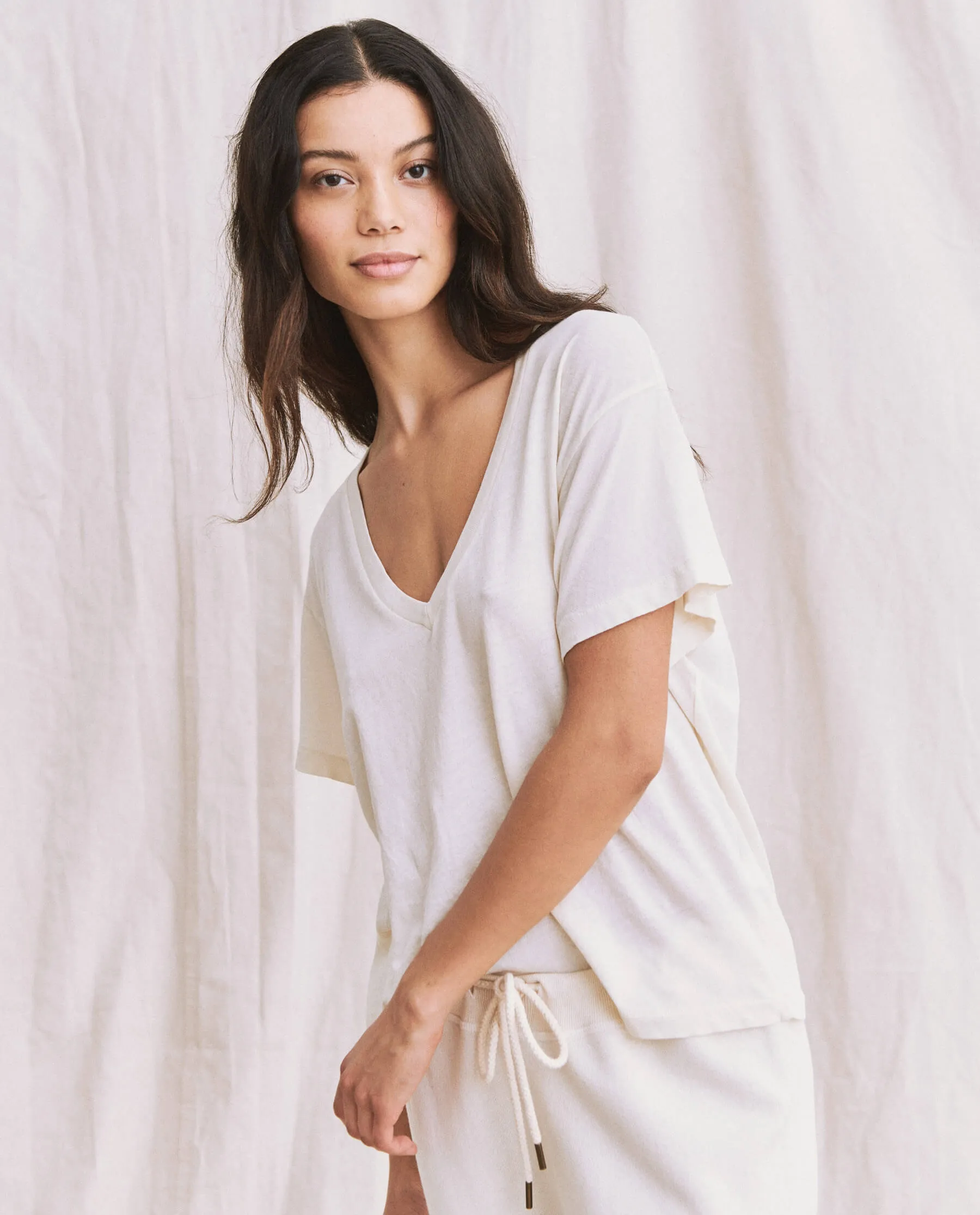 The V-Neck Tee. -- Washed White sold by THE GREAT. product image thumbnail 4