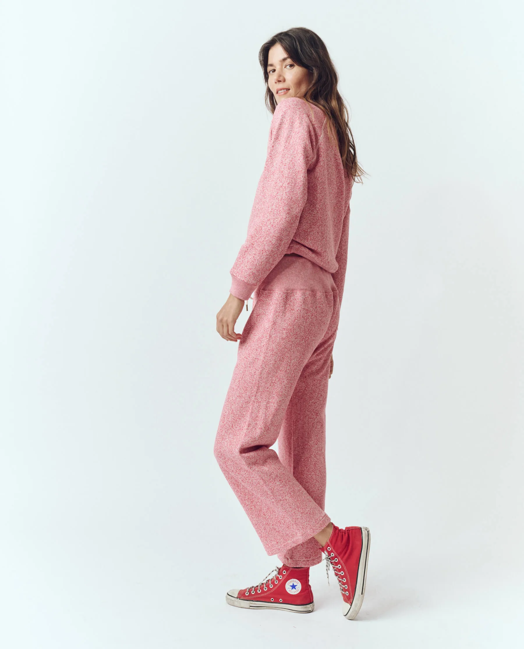 The Relay Sweatpant. -- Heathered Bright Currant sold by THE GREAT. product image thumbnail 4