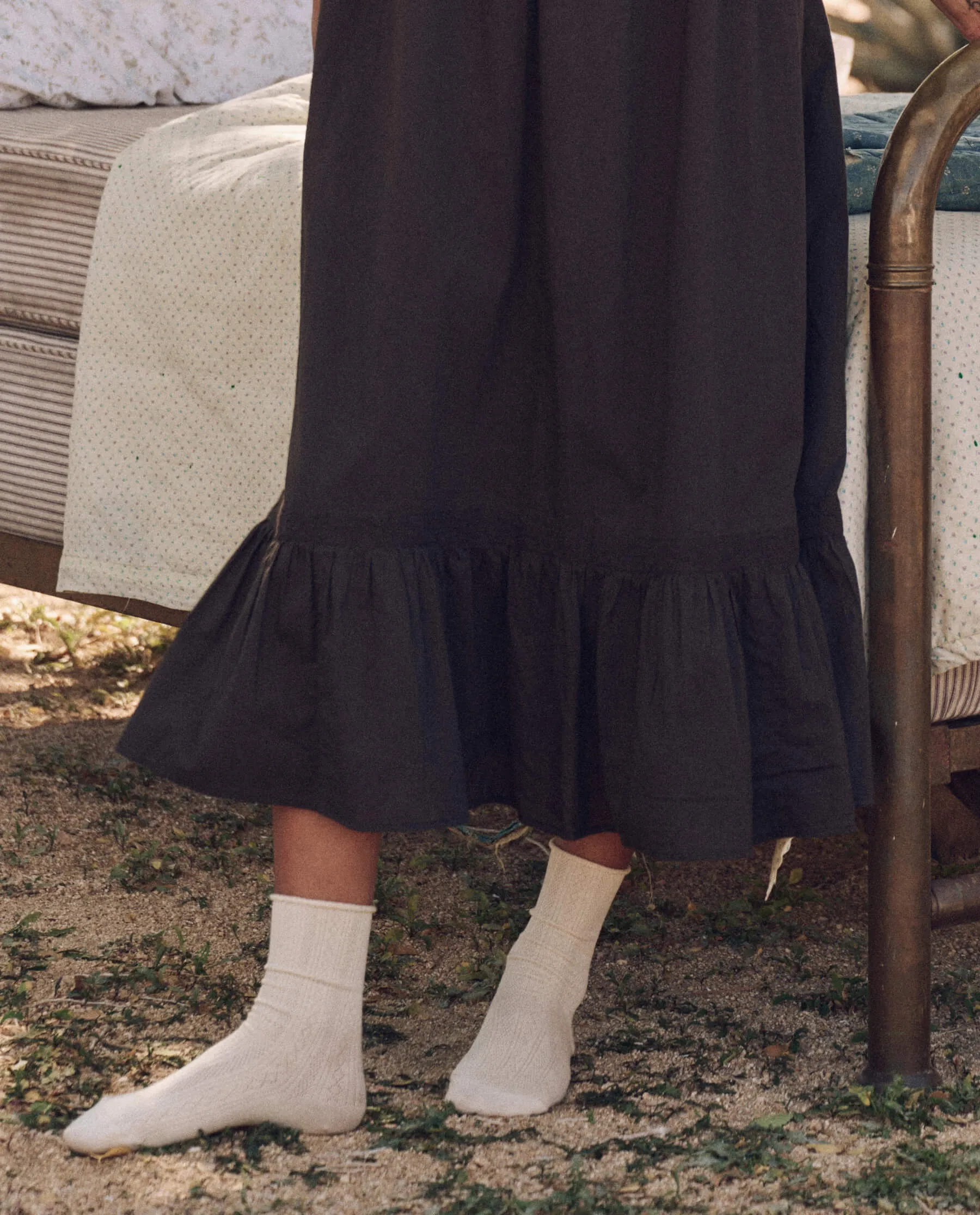 The Eyelet Ruffle Tank Night Dress. -- Black sold by THE GREAT. product image thumbnail 4