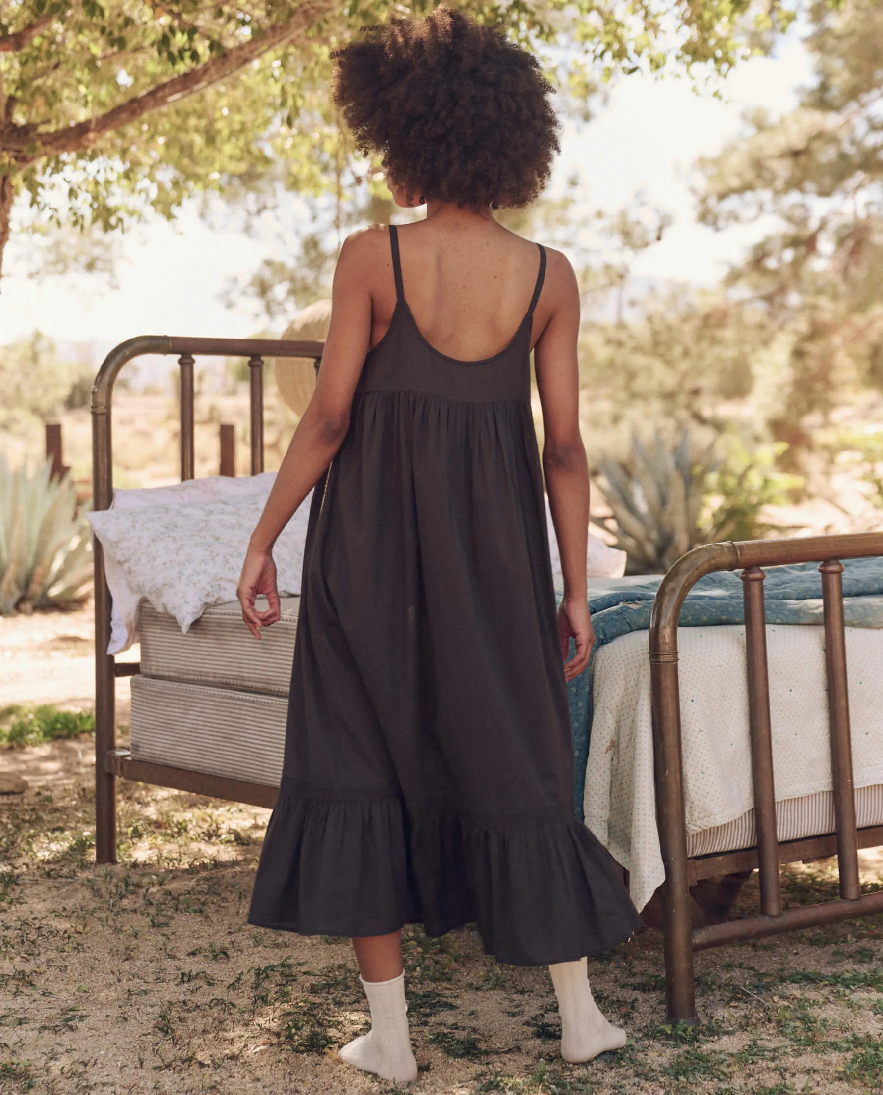 The Eyelet Ruffle Tank Night Dress. -- Black sold by THE GREAT. product image thumbnail 2
