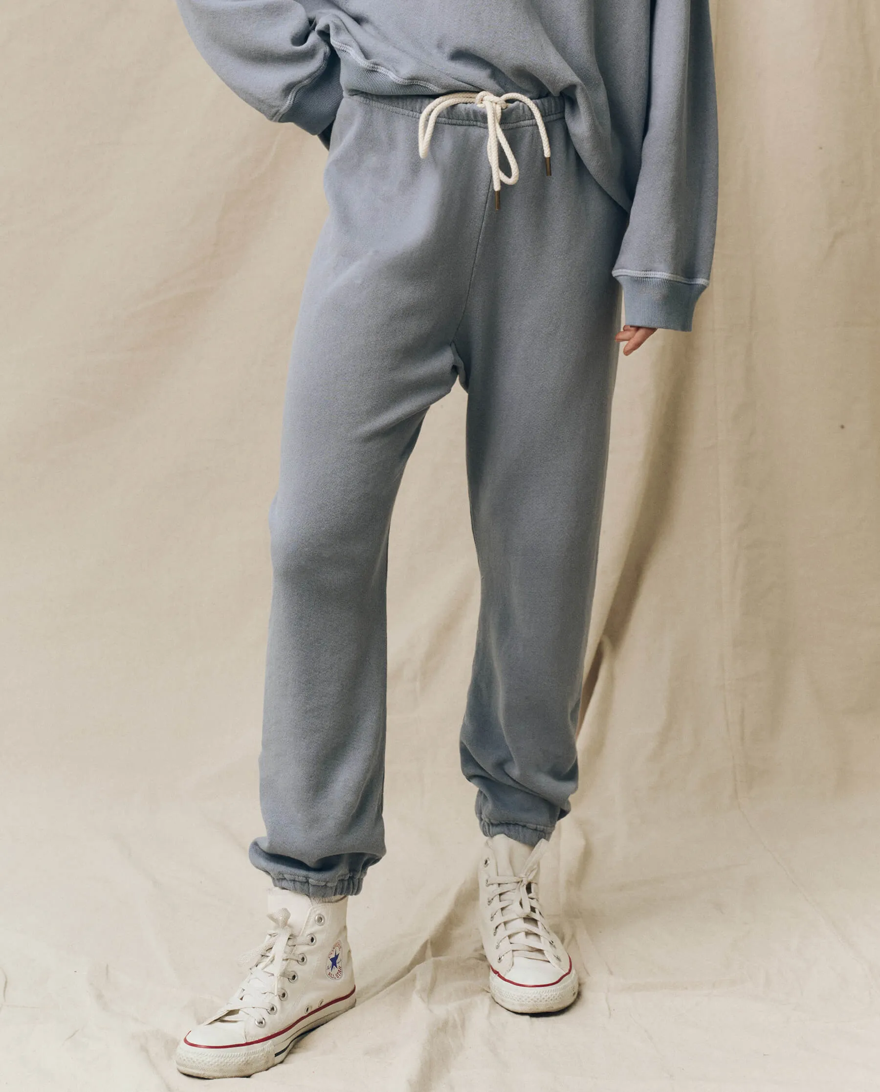 The Stadium Sweatpant. Solid -- Big Sky sold by THE GREAT.