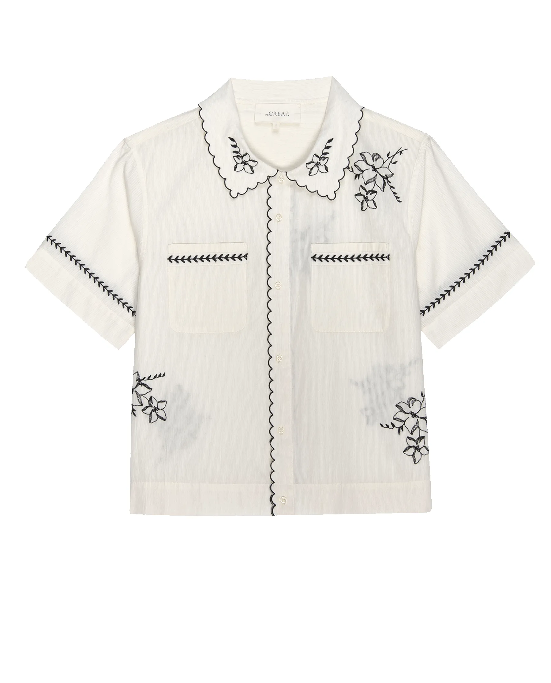 The Bowling Shirt with Hanky Embroidered. -- Cream sold by THE GREAT. product image thumbnail 5