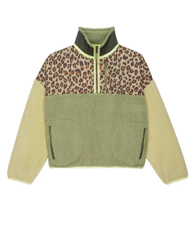The Plush Colorblock Terrain Half Zip. -- Snow Leopard and Sage Brush sold by THE GREAT.
