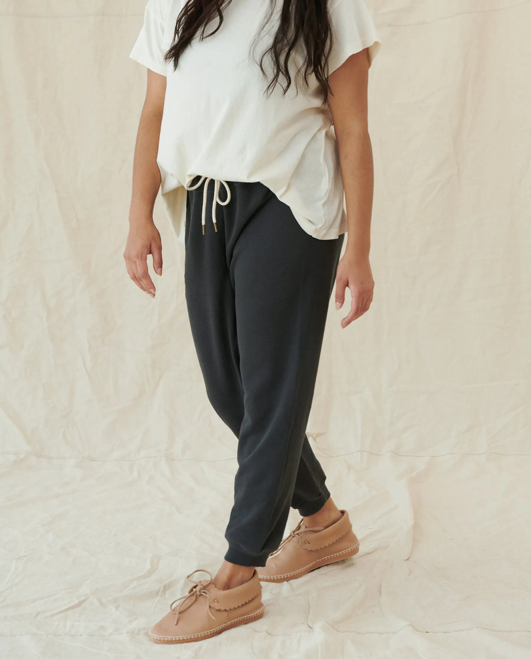 The Cropped Sweatpant. Solid -- Washed Black sold by THE GREAT. product image thumbnail 5