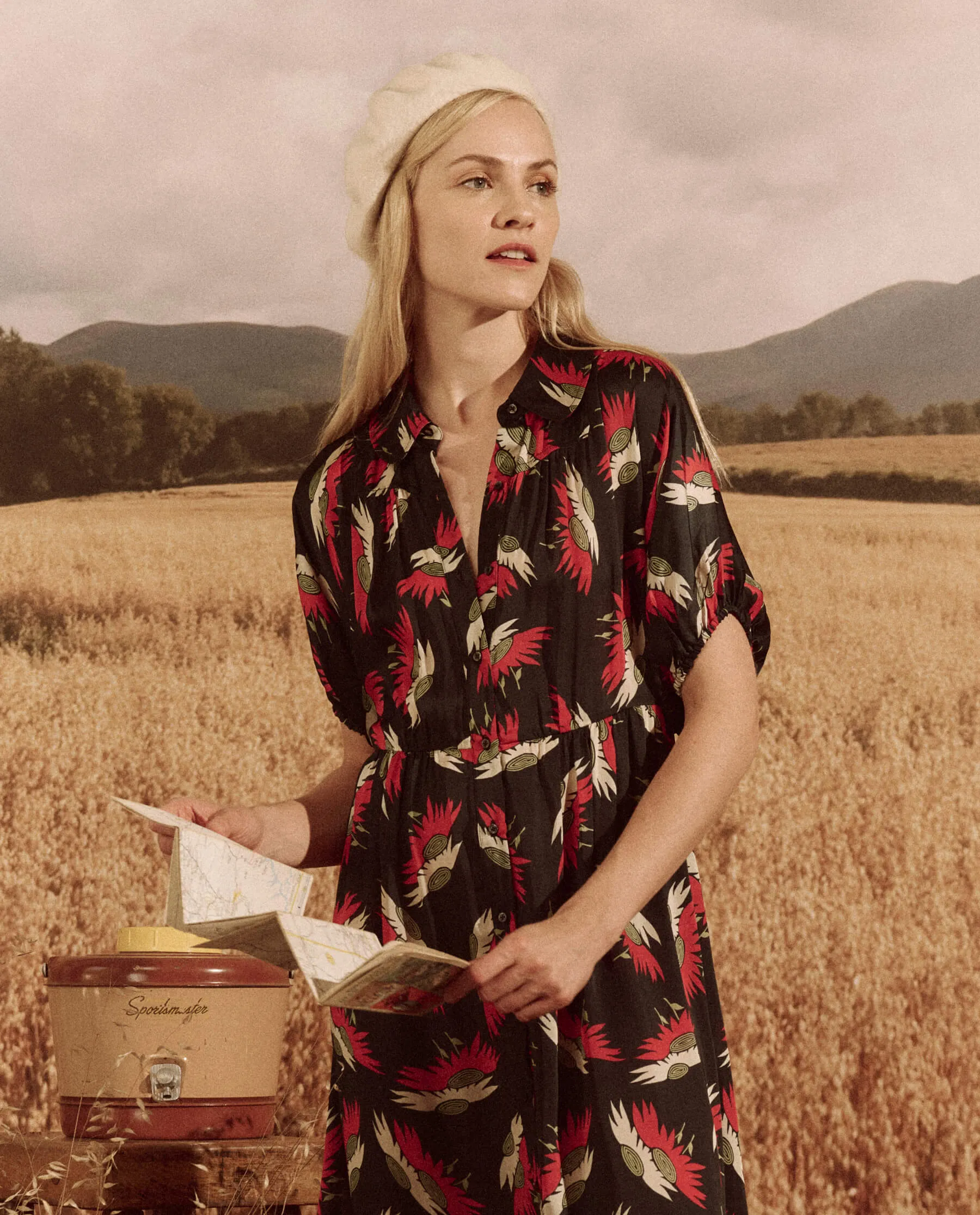 The Raven Dress. -- Navy Birds Of Paradise Print sold by THE GREAT. product image thumbnail 3