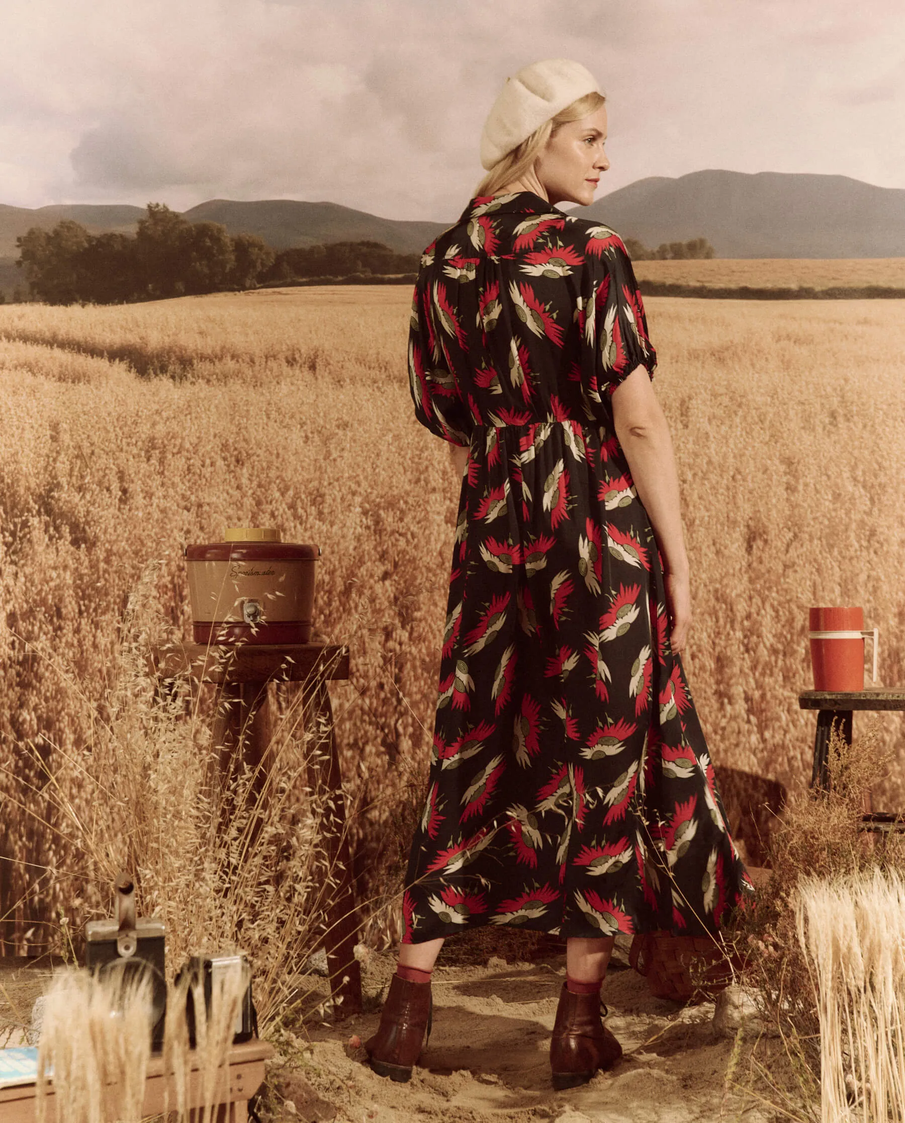 The Raven Dress. -- Navy Birds Of Paradise Print sold by THE GREAT. product image thumbnail 2