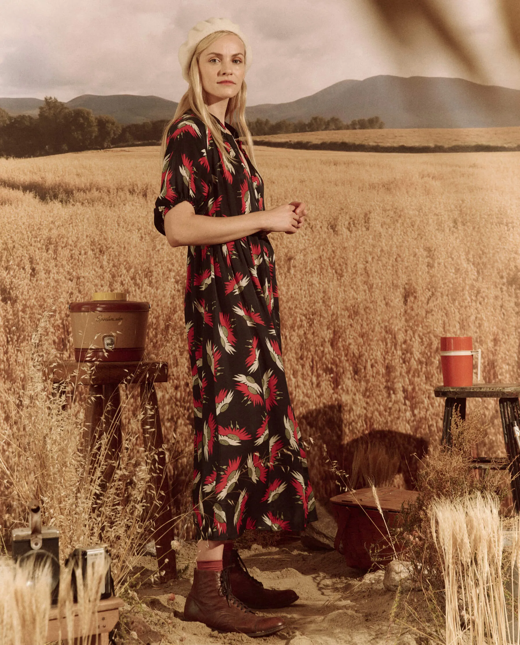 The Raven Dress. -- Navy Birds Of Paradise Print sold by THE GREAT. product image thumbnail 4