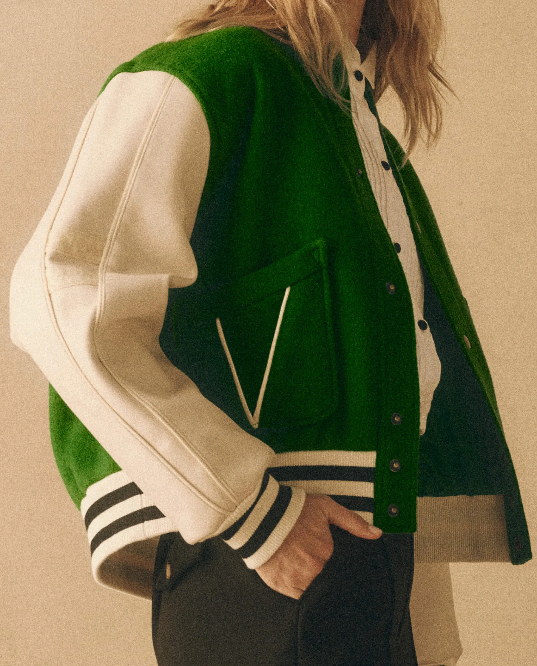 The Varsity Bomber. -- Field Green sold by THE GREAT. product image thumbnail 2