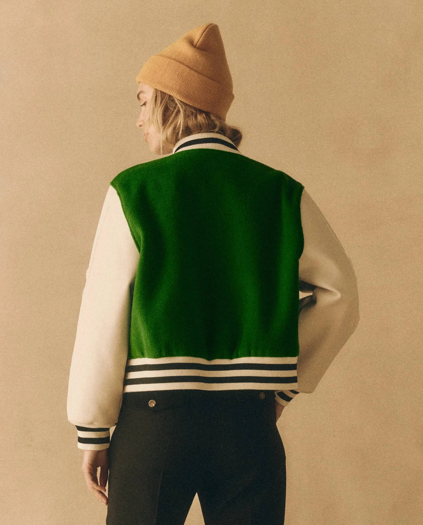 The Varsity Bomber. -- Field Green sold by THE GREAT. product image thumbnail 4