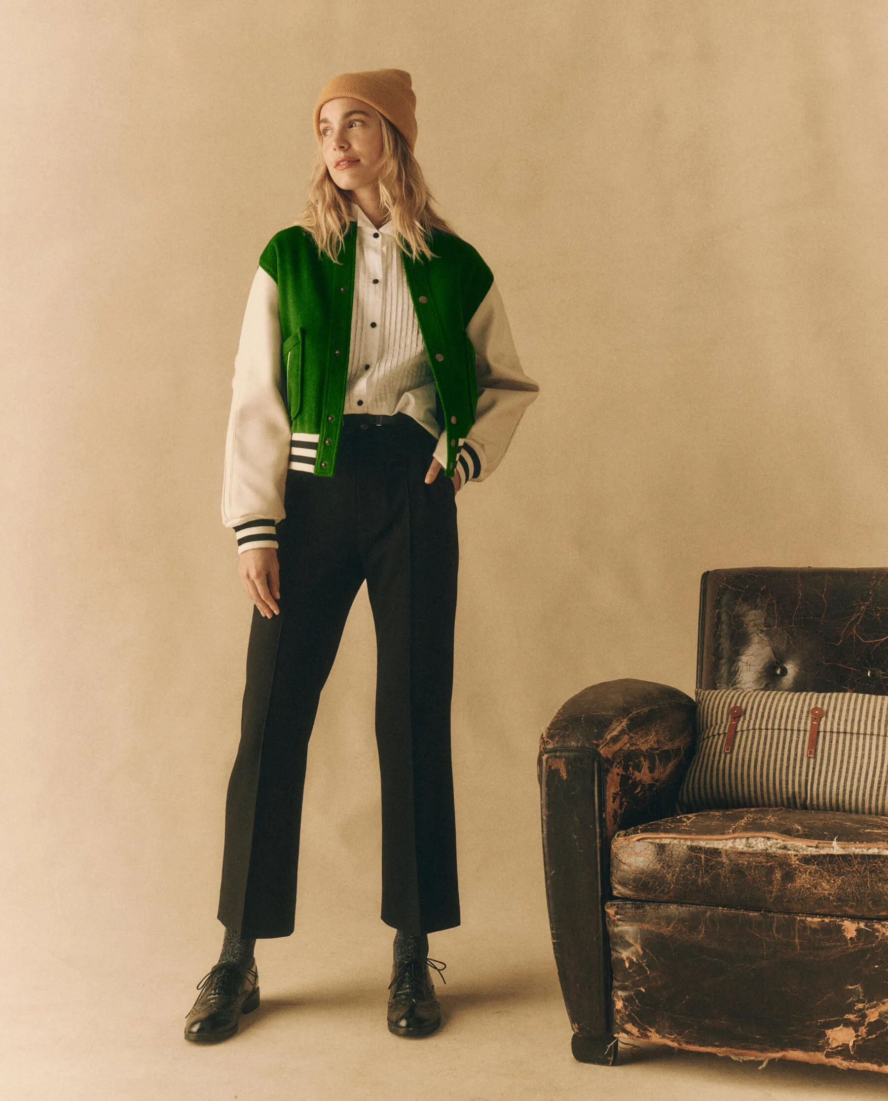 The Varsity Bomber. -- Field Green sold by THE GREAT. product image thumbnail 5