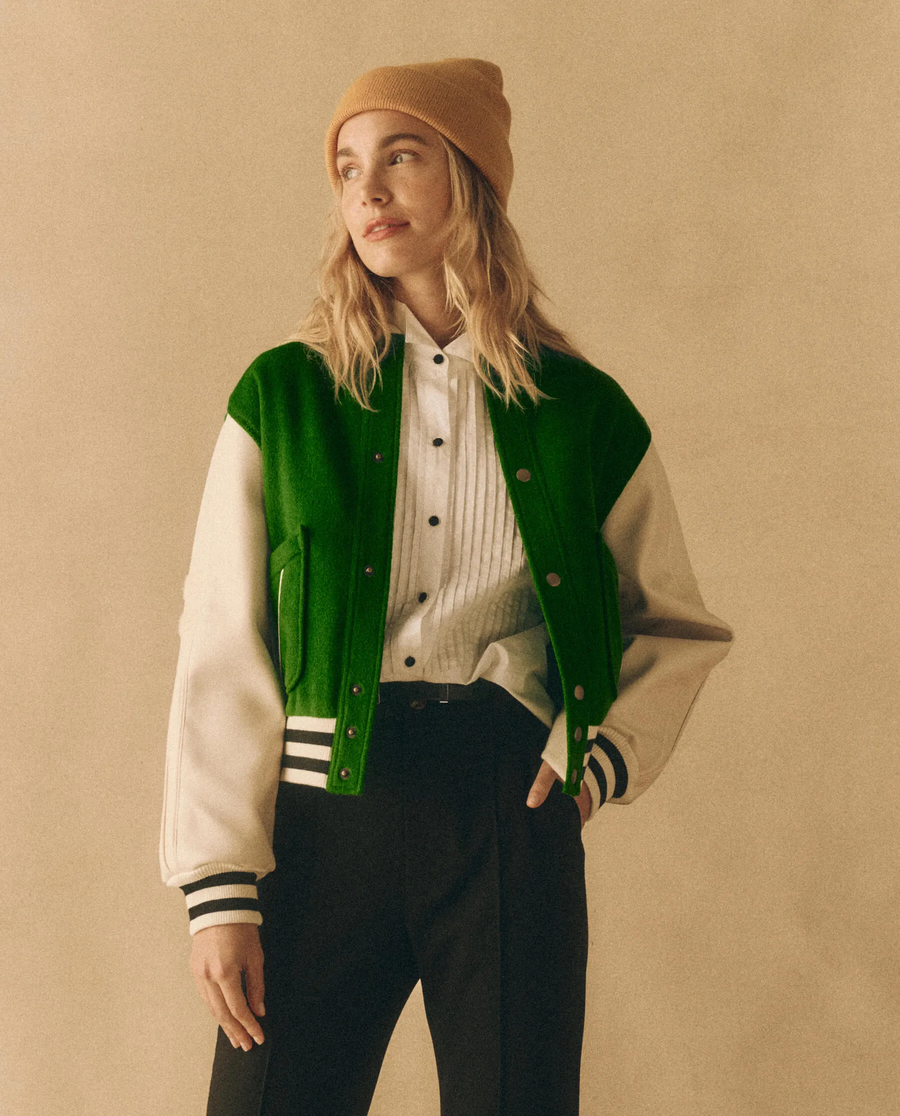 The Varsity Bomber. -- Field Green sold by THE GREAT. product image thumbnail 3