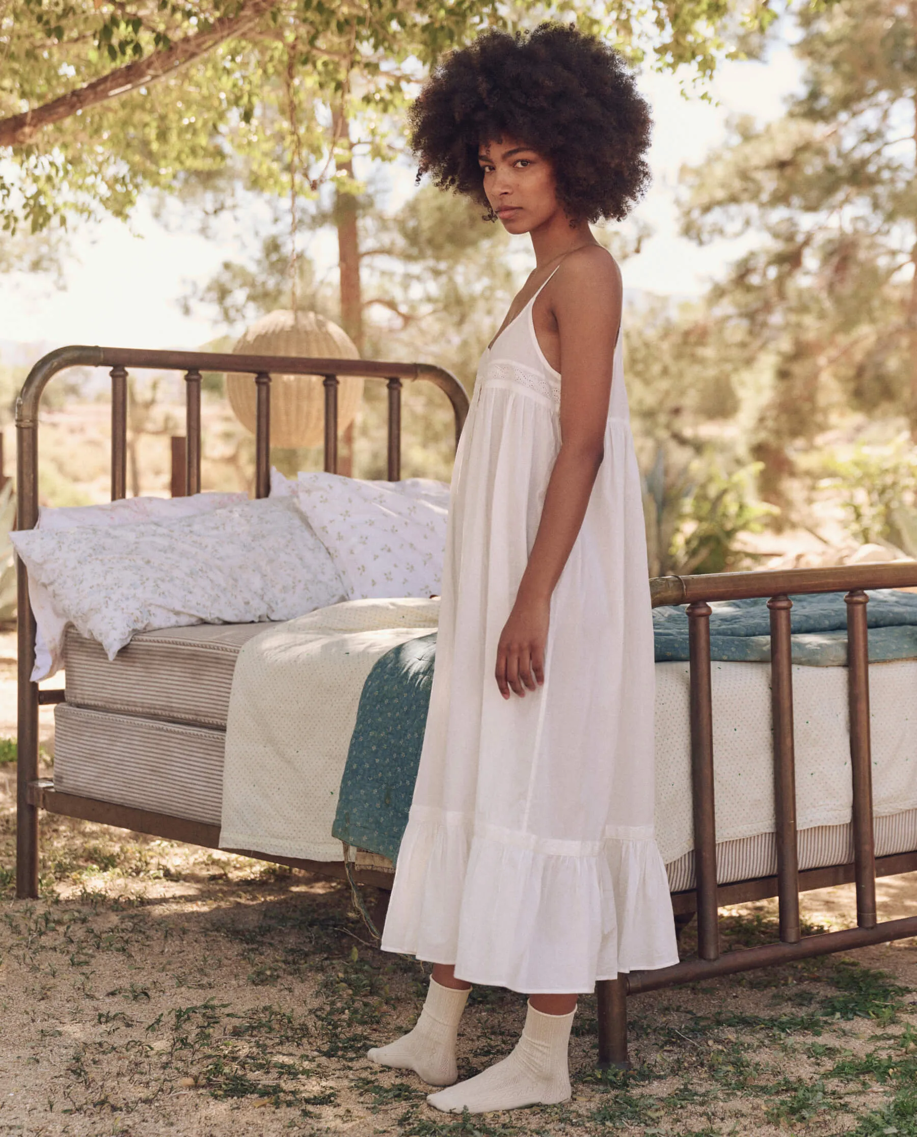 The Eyelet Ruffle Tank Night Dress. -- True White sold by THE GREAT. product image thumbnail 5