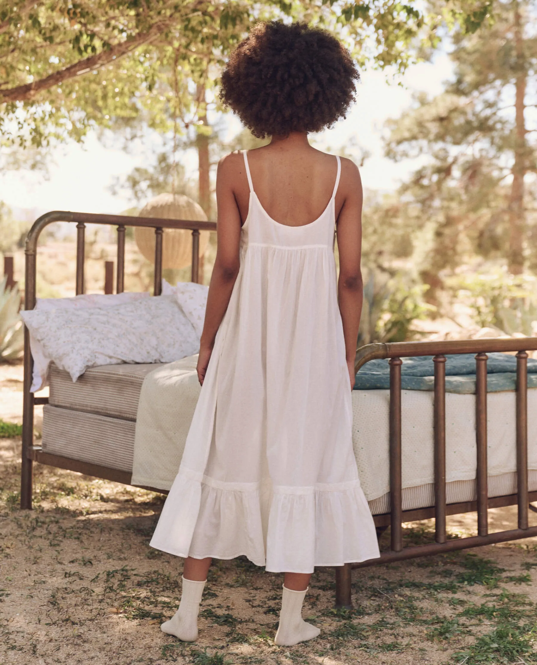The Eyelet Ruffle Tank Night Dress. -- True White sold by THE GREAT. product image thumbnail 2