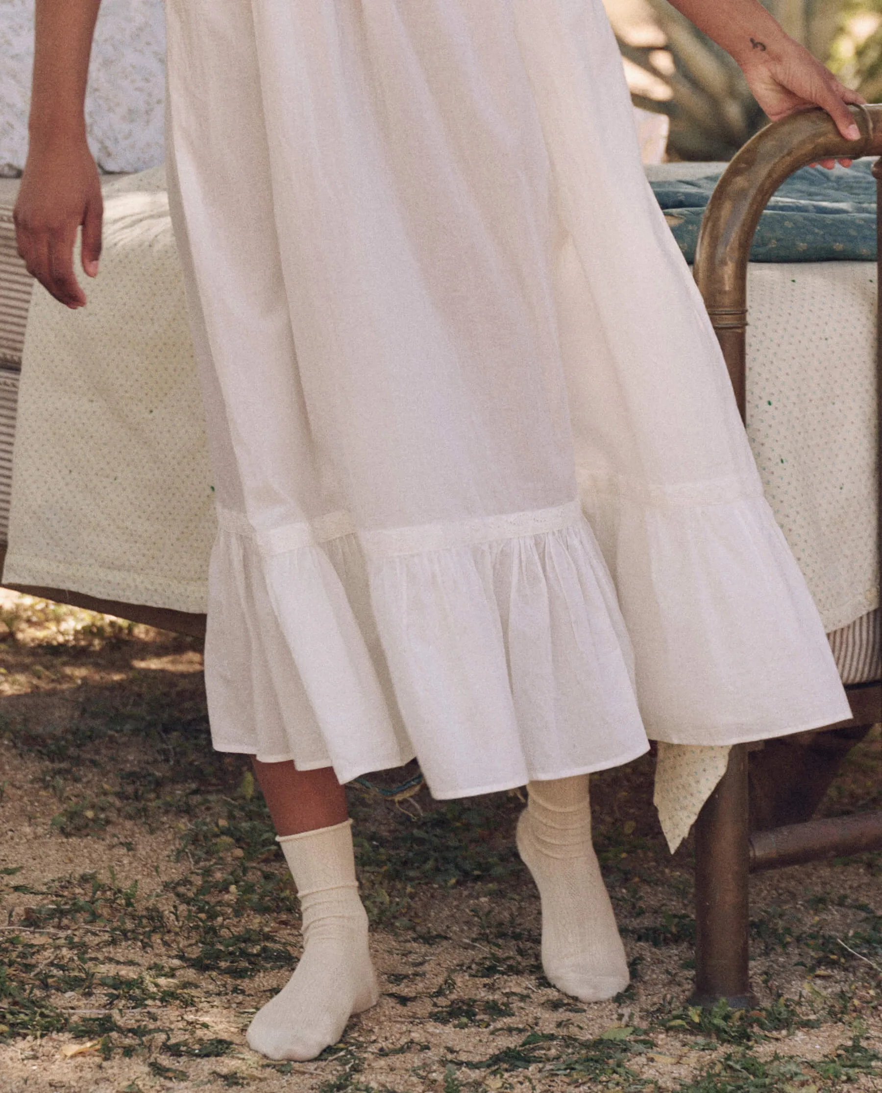 The Eyelet Ruffle Tank Night Dress. -- True White sold by THE GREAT. product image thumbnail 4