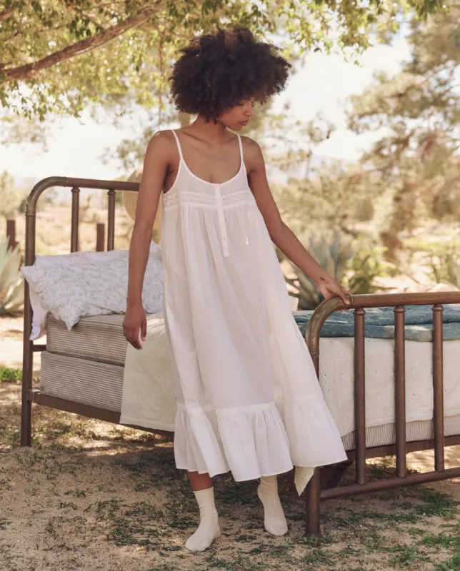 The Eyelet Ruffle Tank Night Dress. -- True White sold by THE GREAT.