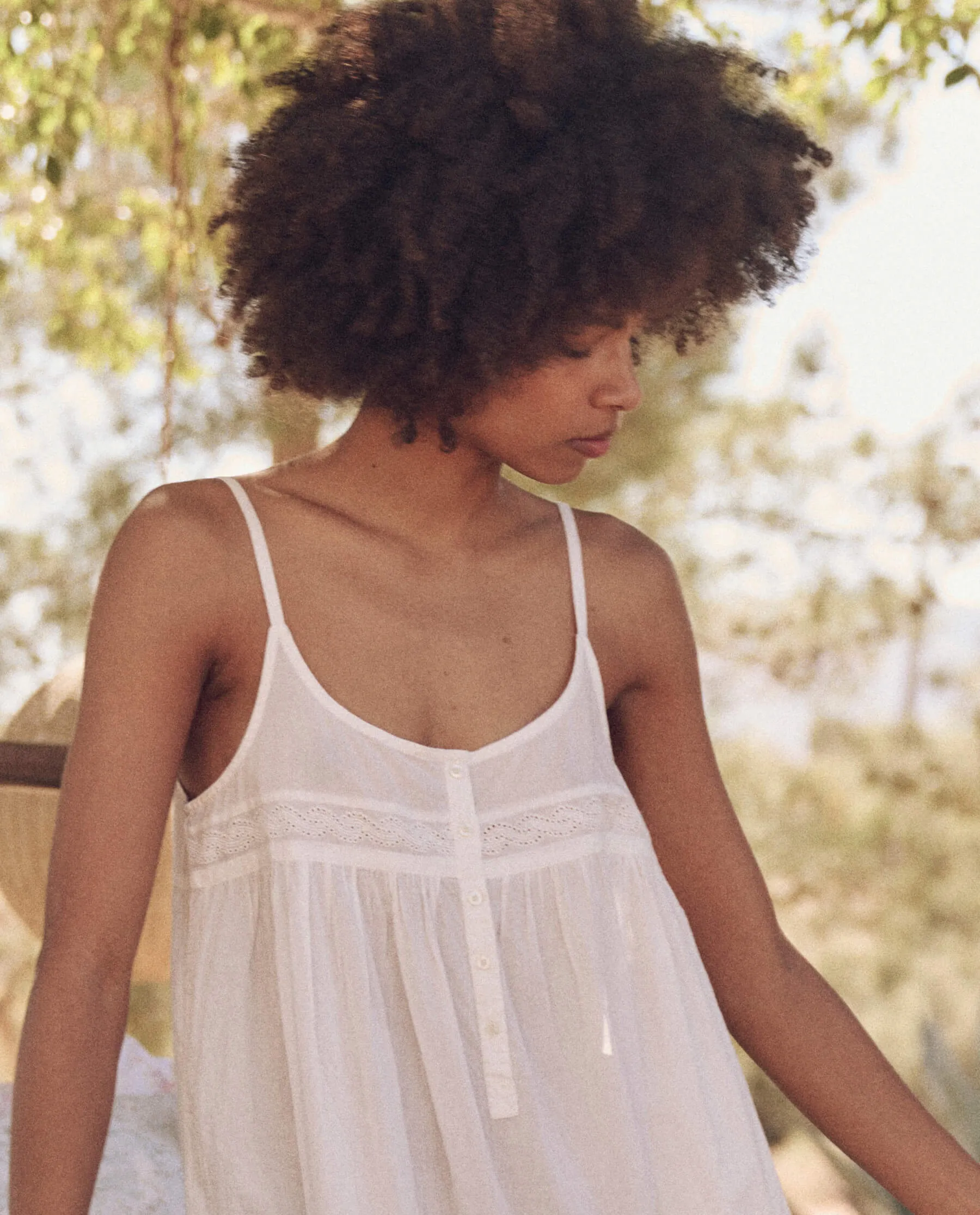 The Eyelet Ruffle Tank Night Dress. -- True White sold by THE GREAT. product image thumbnail 3