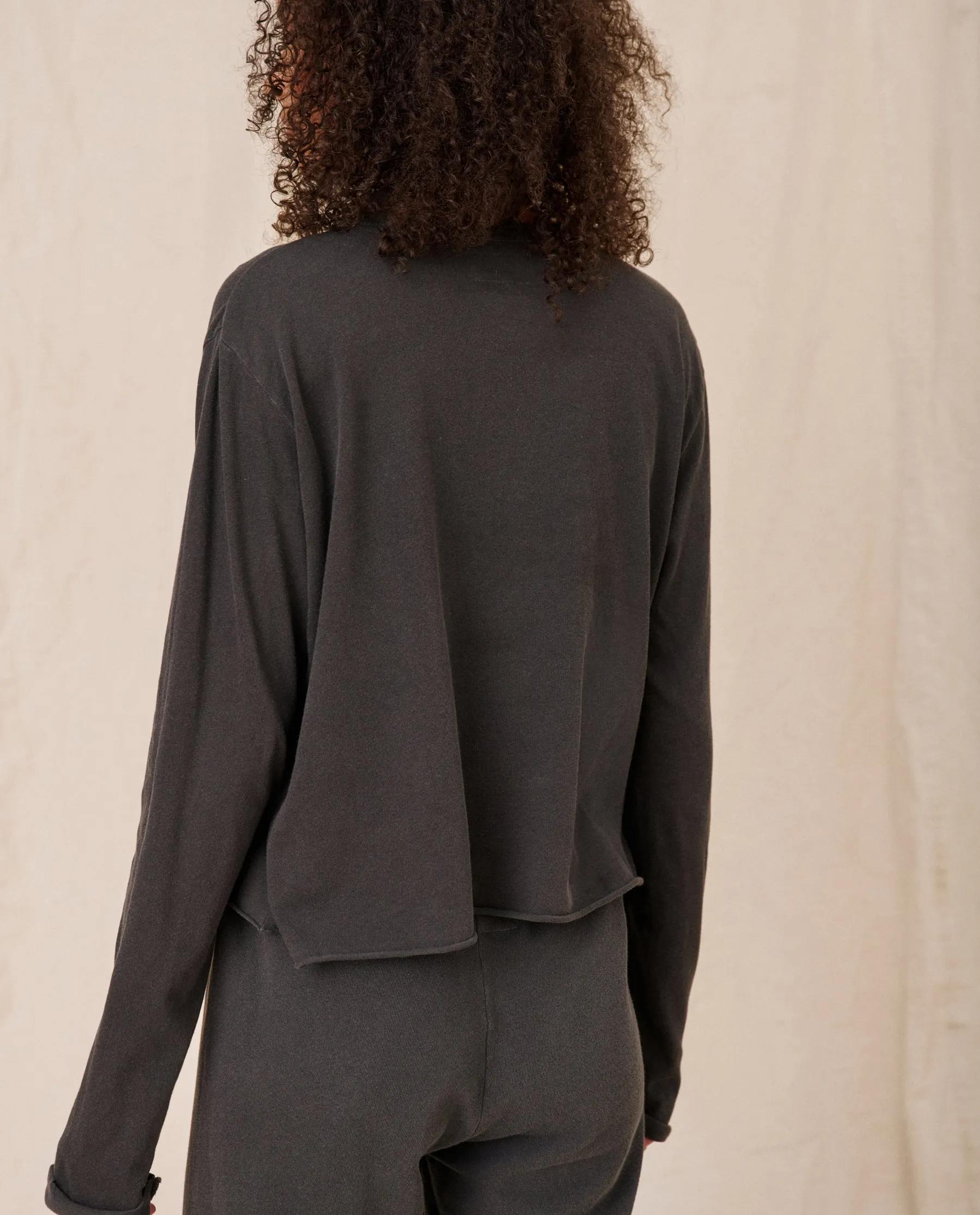 The Long Sleeve Crop Tee. -- Washed Black sold by THE GREAT. product image thumbnail 4