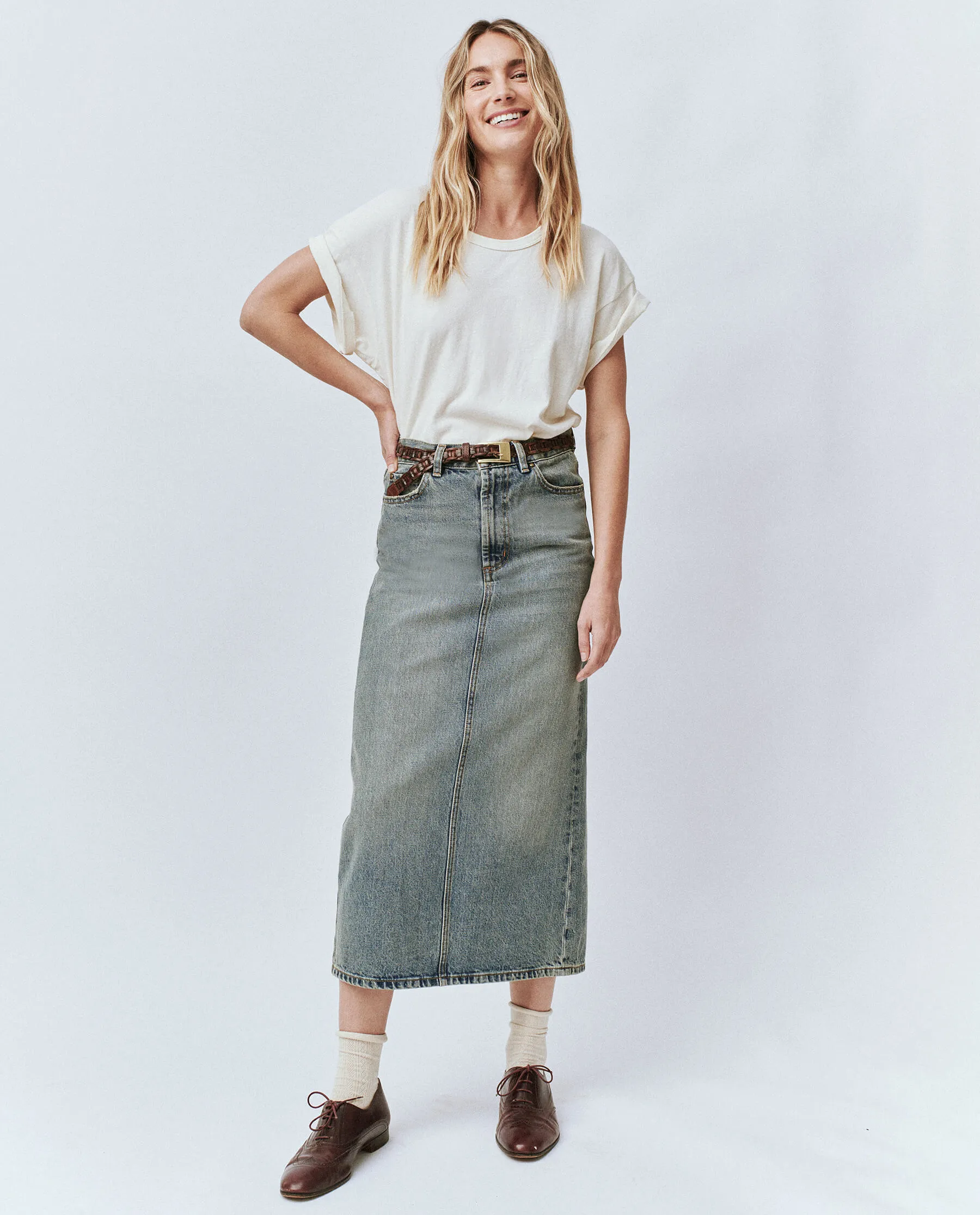 The Column Skirt. -- Monterey Wash sold by THE GREAT. product image thumbnail 3