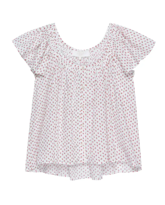 The Flutter Sleeve Sleep Top. -- Calico Rose Print sold by THE GREAT.
