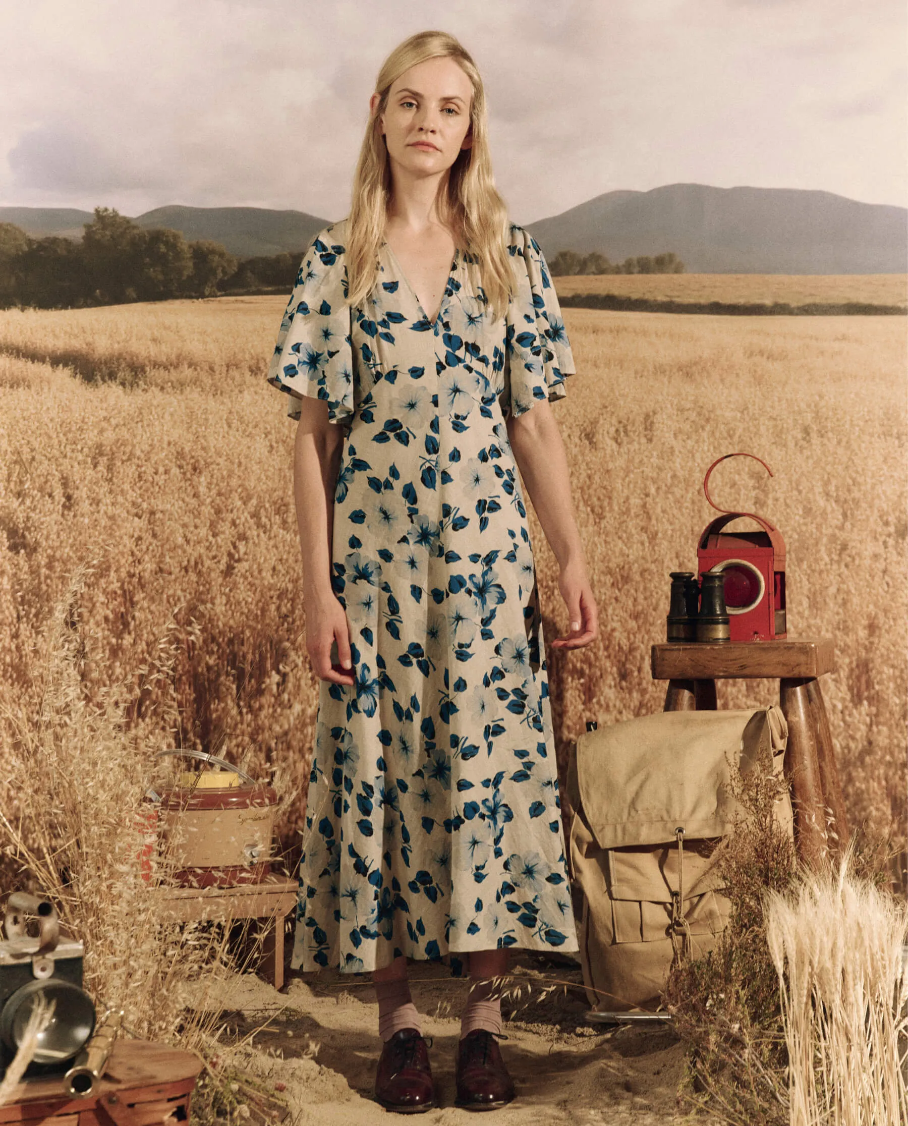 The Crescent Dress. -- Deep Meadow Floral sold by THE GREAT. product image thumbnail 2