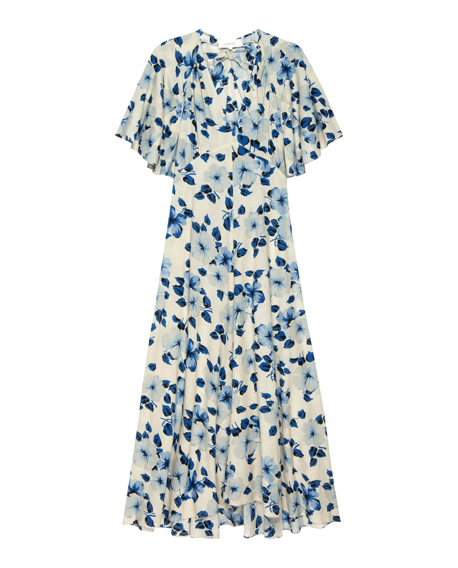 The Crescent Dress. -- Deep Meadow Floral sold by THE GREAT.