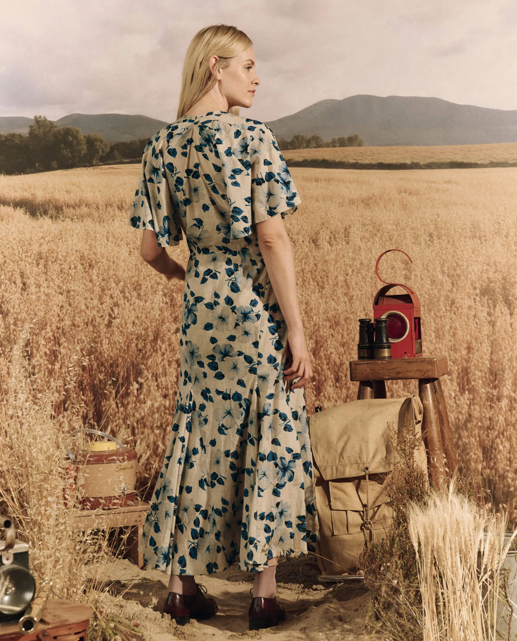 The Crescent Dress. -- Deep Meadow Floral sold by THE GREAT. product image thumbnail 3