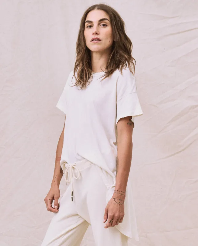 The Shirttail Tee. -- Washed White sold by THE GREAT.