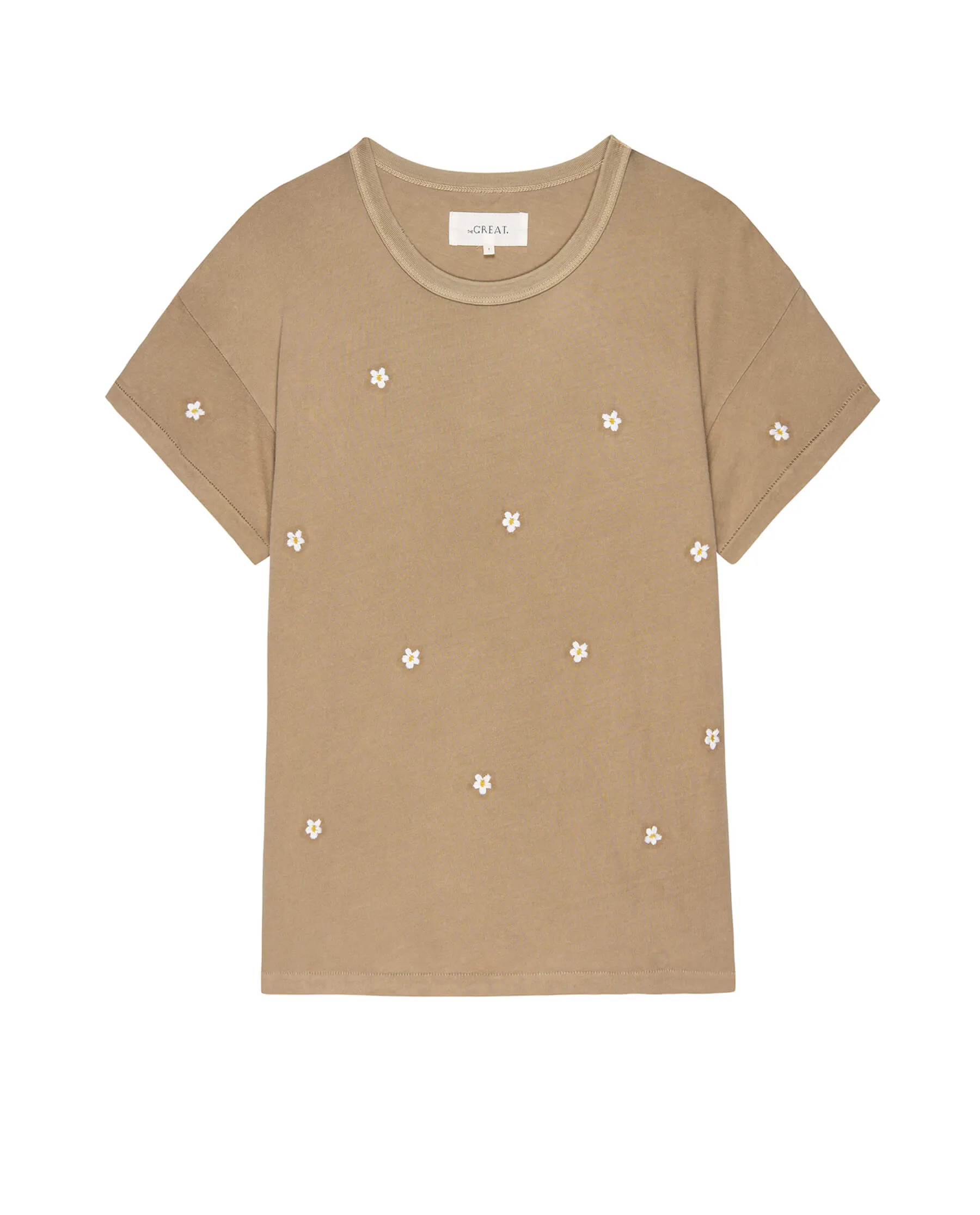 The Boxy Crew. Embroidered -- Khaki with Embroidered Daisies sold by THE GREAT. product image thumbnail 5