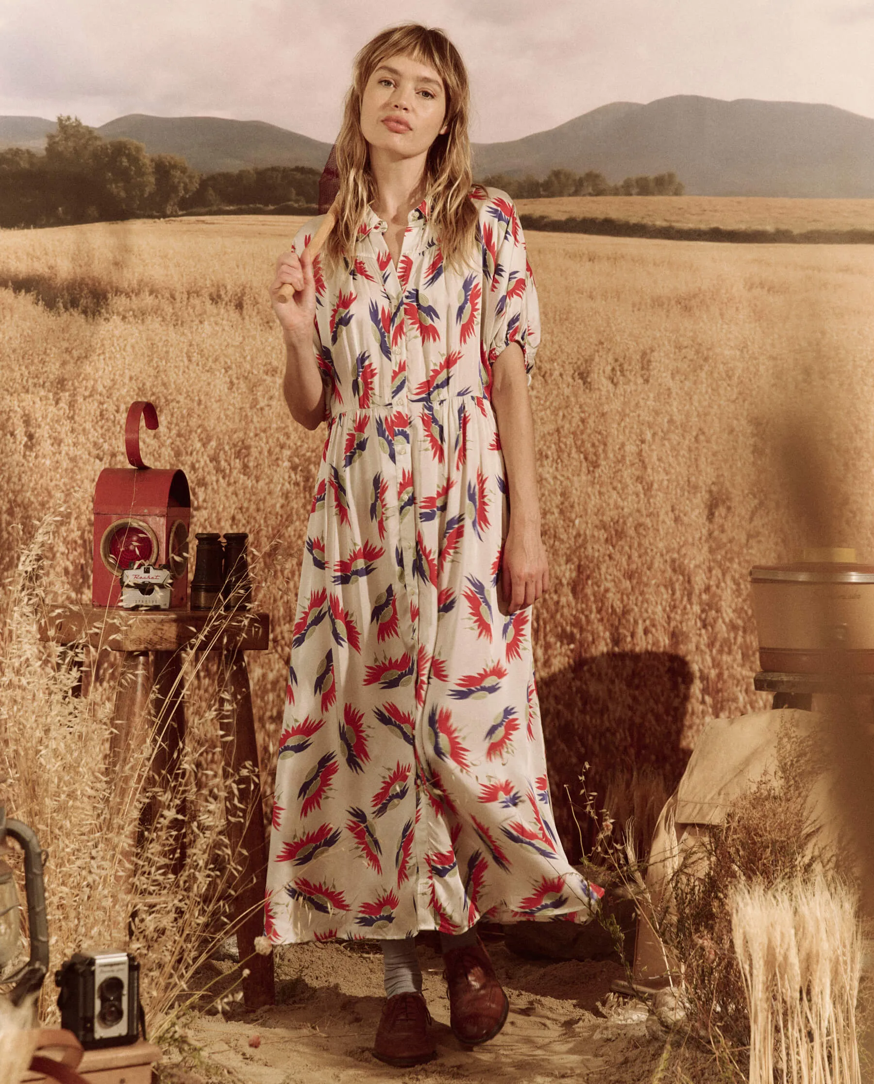 The Raven Dress. -- White Birds Of Paradise Print sold by THE GREAT.