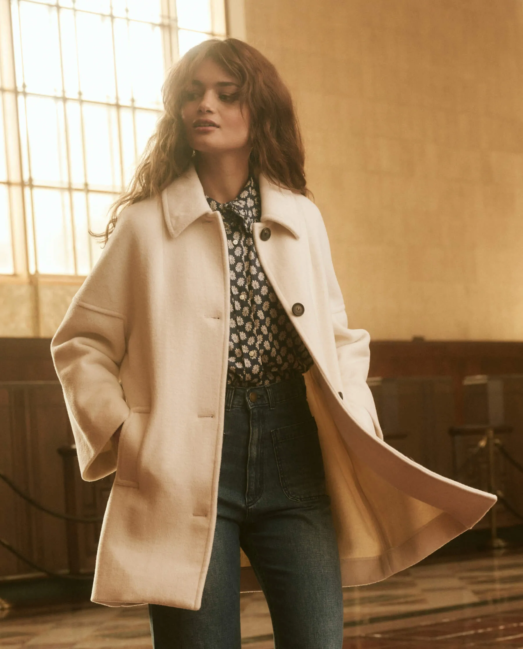 The Car Coat. -- Cream sold by THE GREAT. product image thumbnail 3