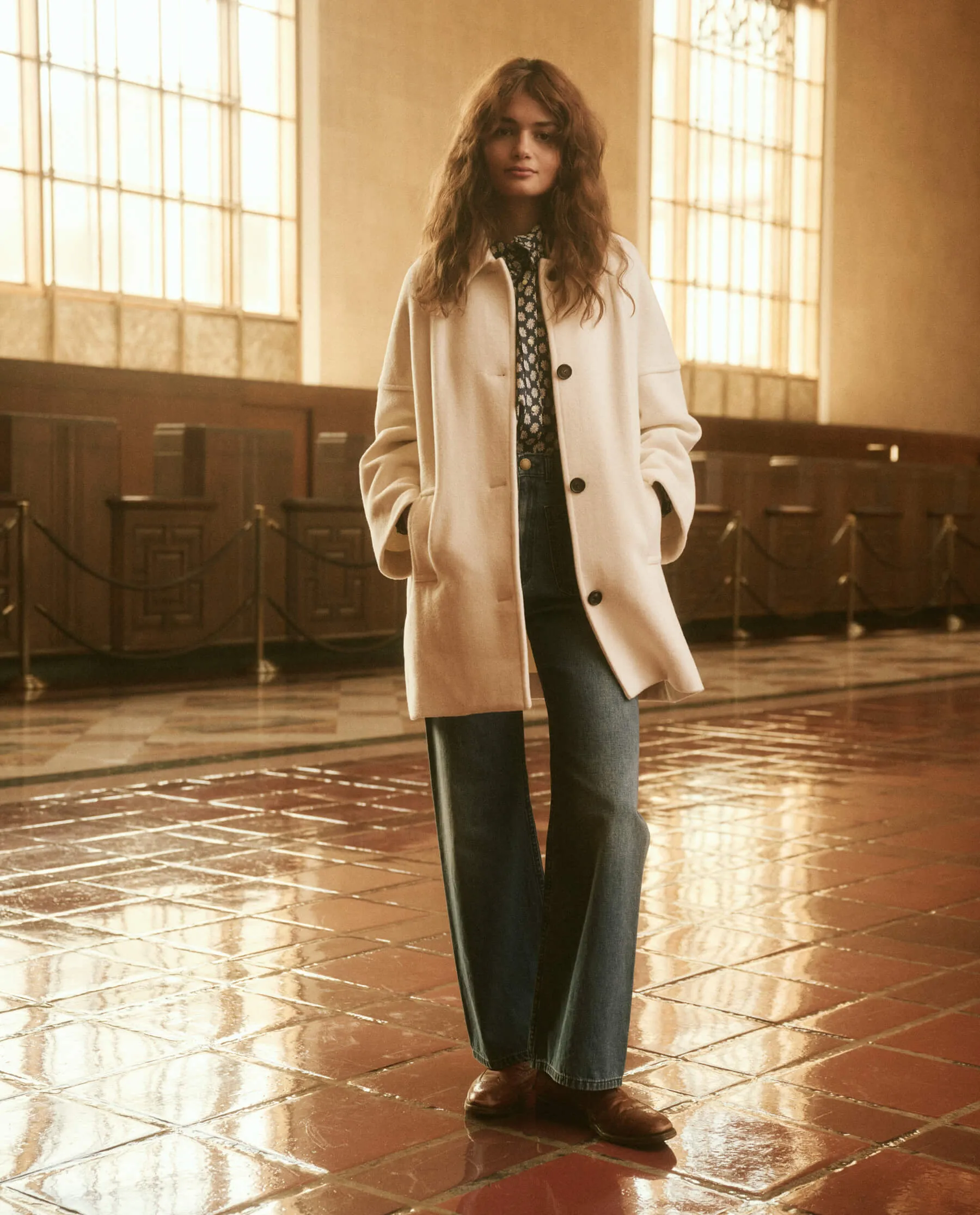 The Car Coat. -- Cream sold by THE GREAT. product image thumbnail 2