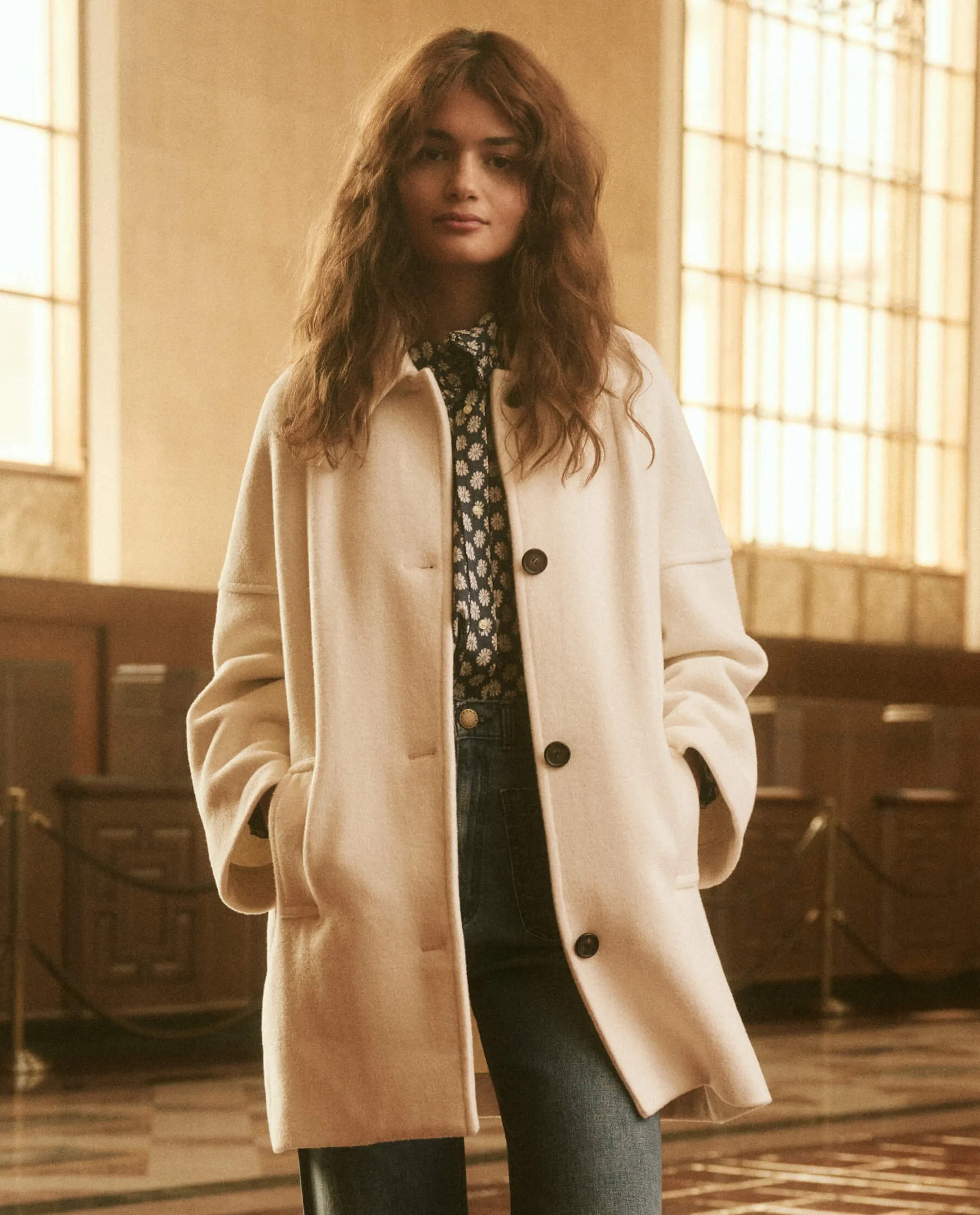 The Car Coat. -- Cream sold by THE GREAT. product image thumbnail 5