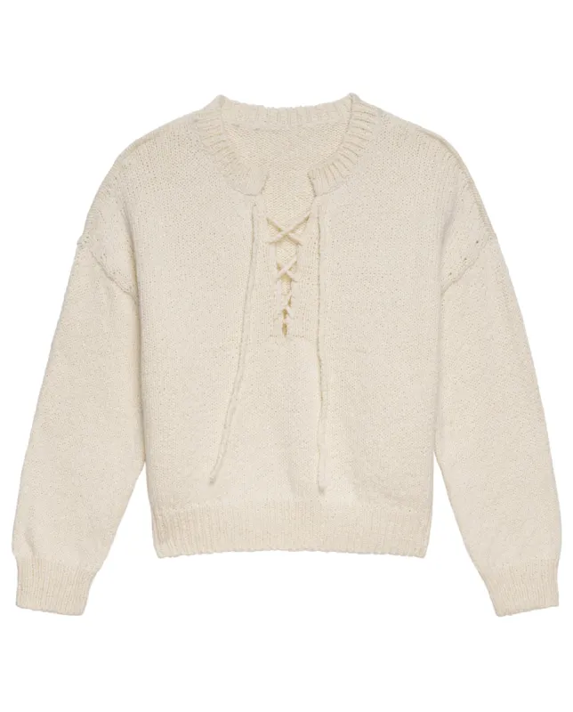 The Lace Up Pullover. -- Bone sold by THE GREAT.