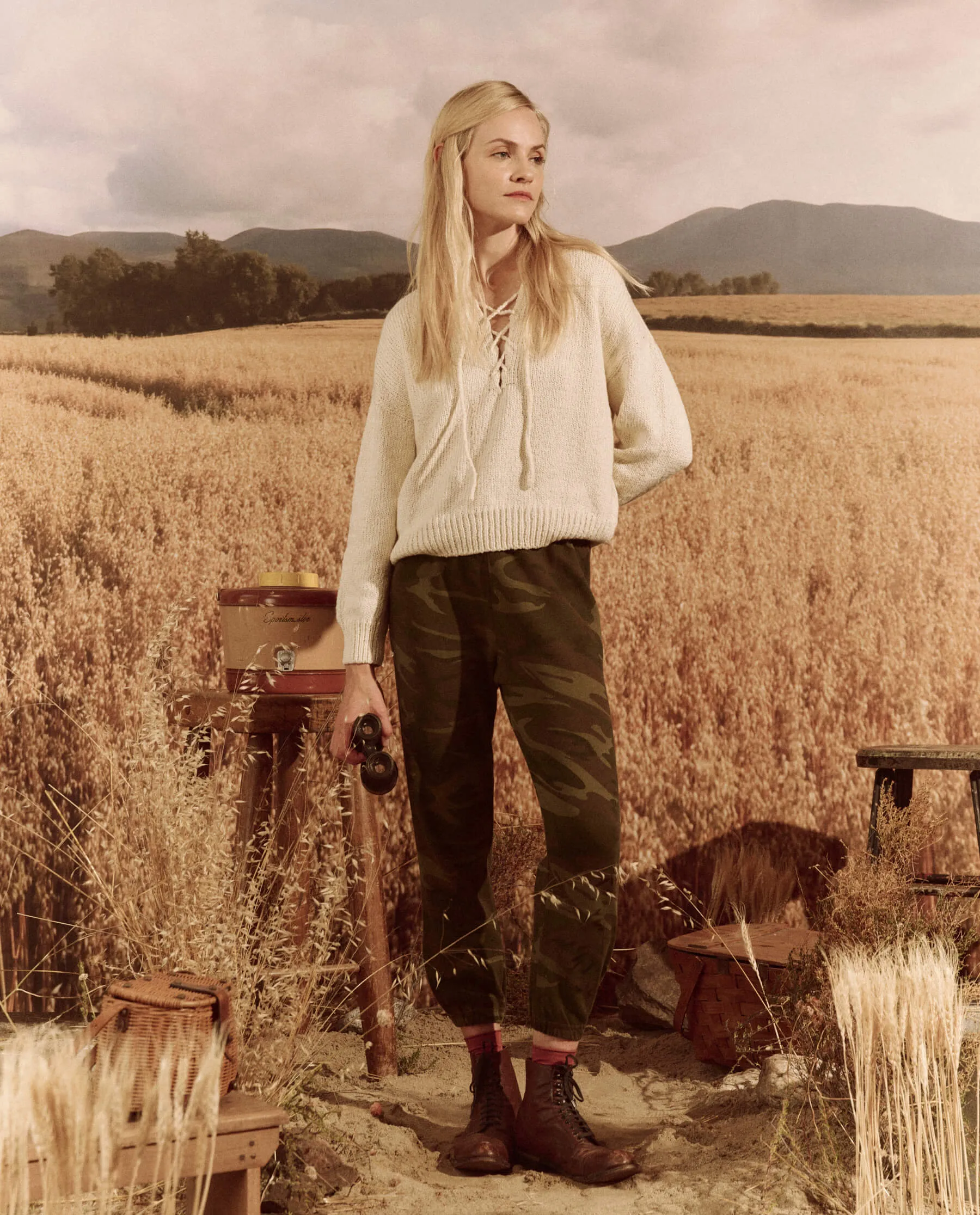 The Lace Up Pullover. -- Bone sold by THE GREAT. product image thumbnail 5