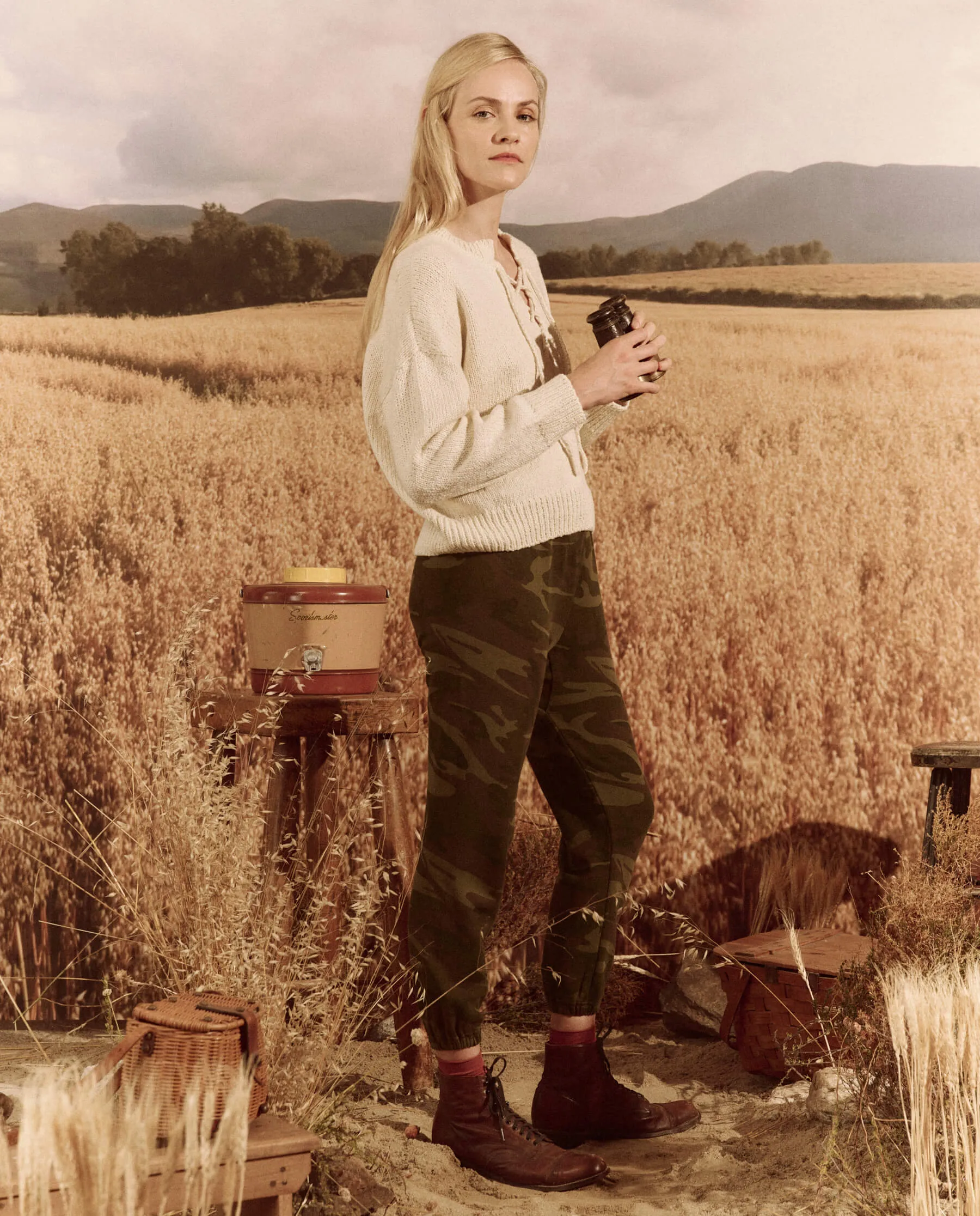 The Lace Up Pullover. -- Bone sold by THE GREAT. product image thumbnail 3