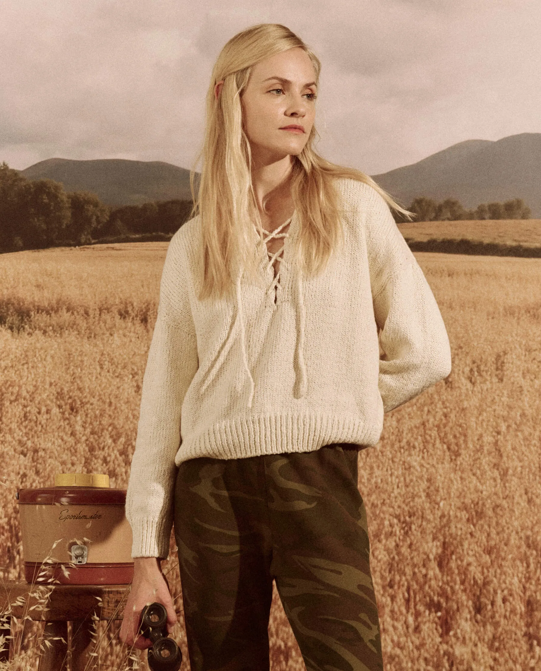 The Lace Up Pullover. -- Bone sold by THE GREAT. product image thumbnail 2