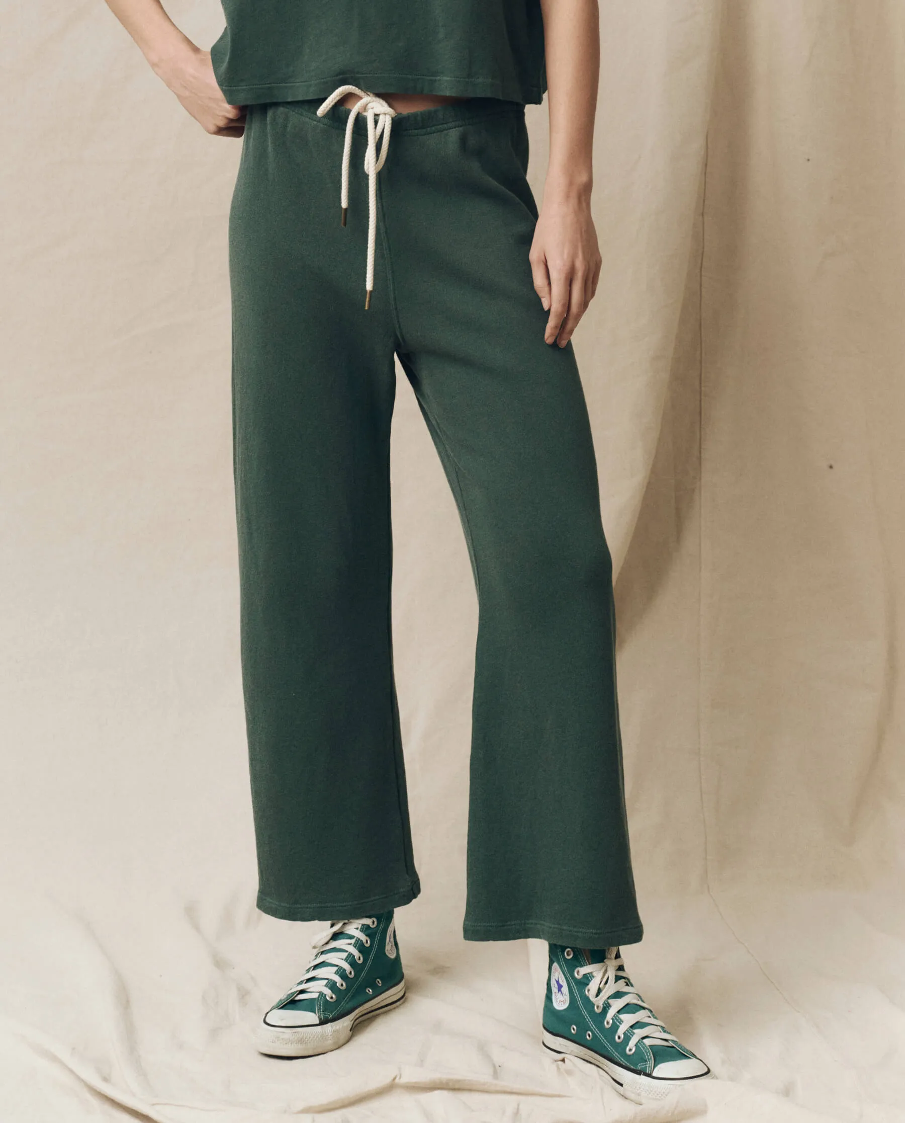 The Lap Sweatpant. Solid -- Deep Sea Green sold by THE GREAT.