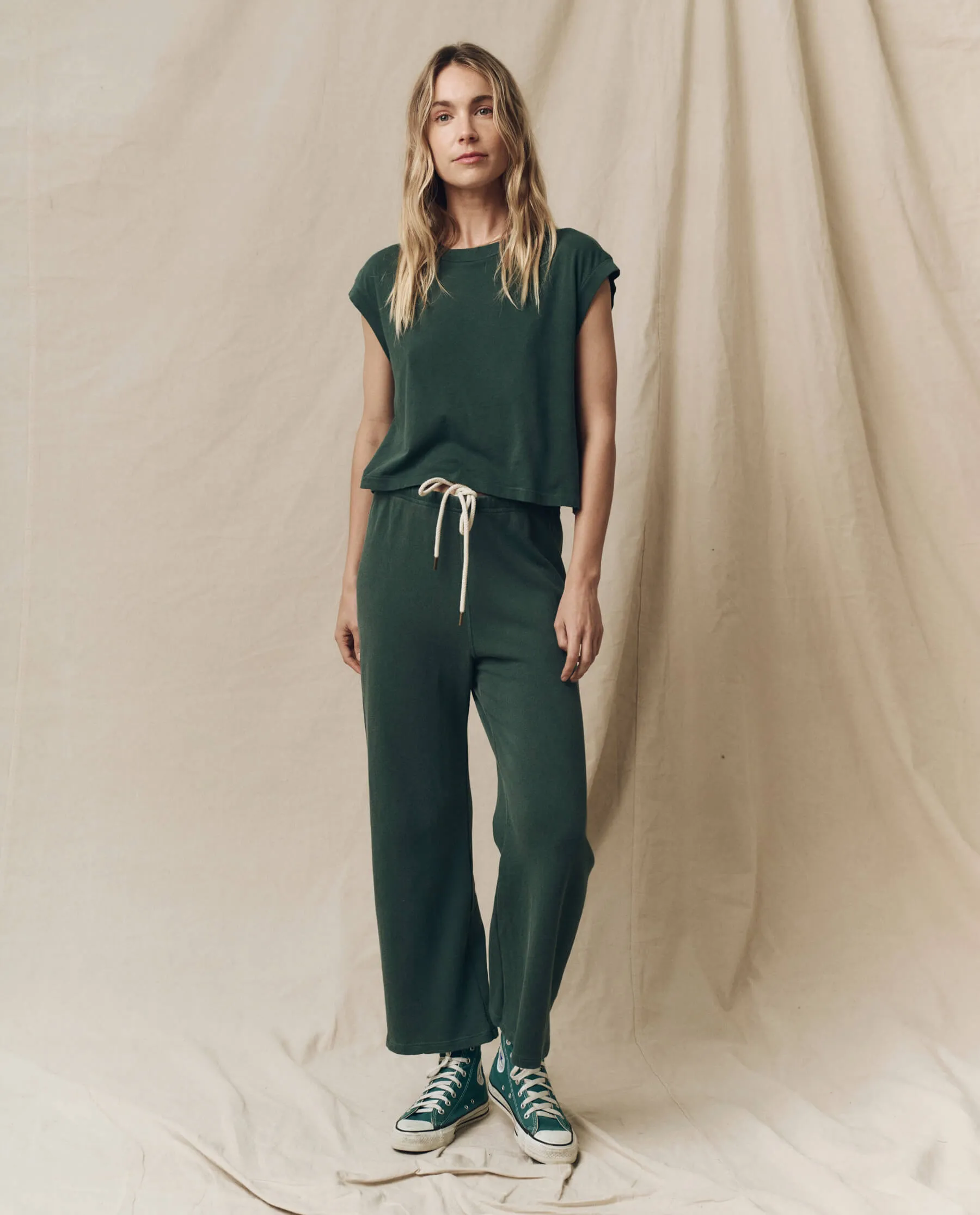 The Lap Sweatpant. Solid -- Deep Sea Green sold by THE GREAT. product image thumbnail 4