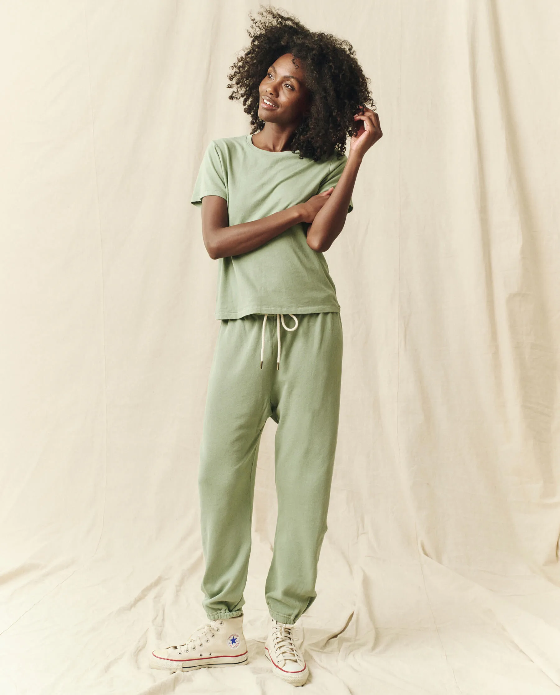 The Stadium Sweatpant. Solid -- Pistachio sold by THE GREAT. product image thumbnail 4