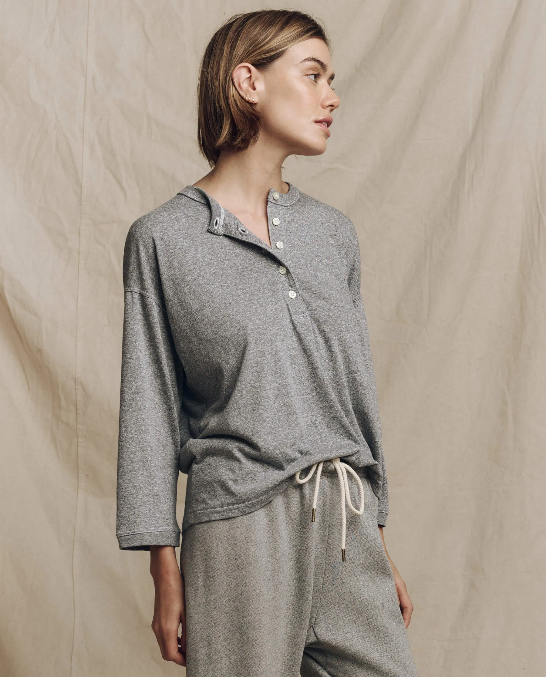 The Shrunken Henley. -- Heather Grey sold by THE GREAT. product image thumbnail 3