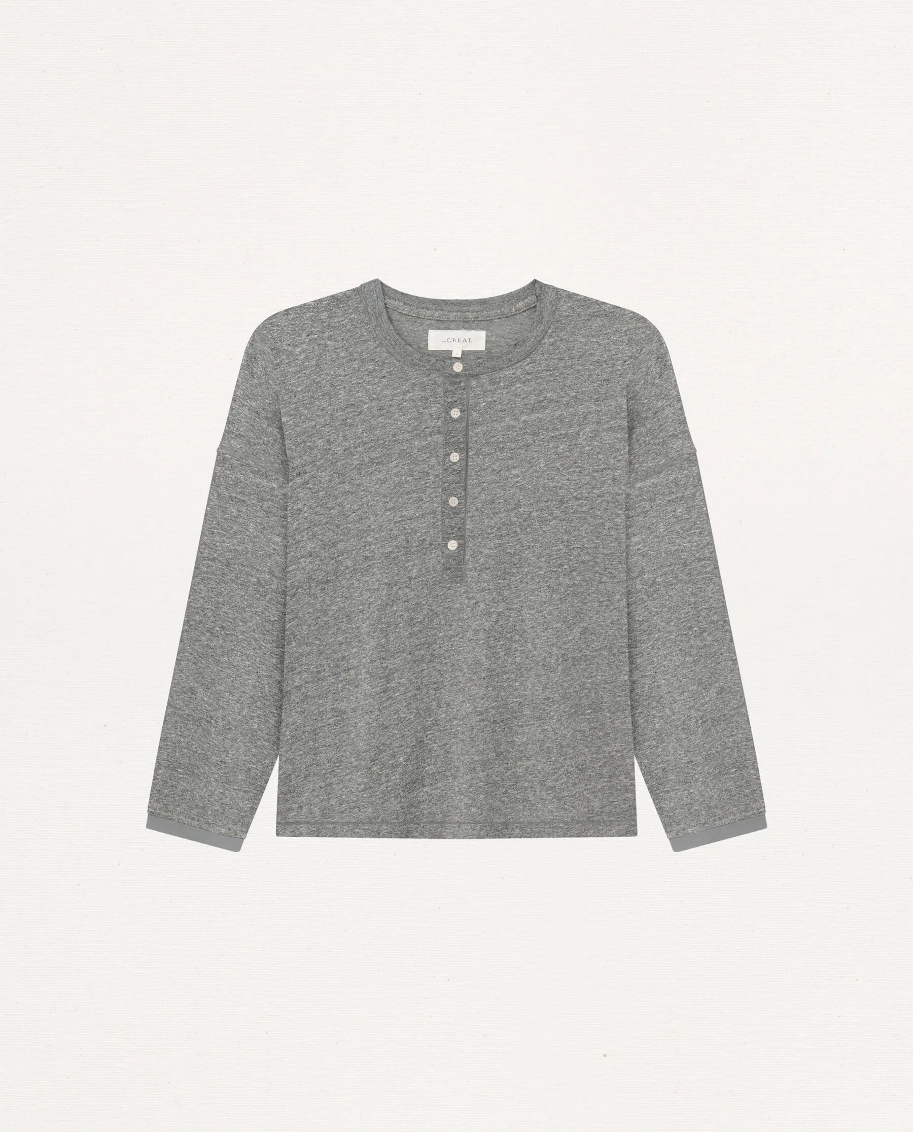 The Shrunken Henley. -- Heather Grey sold by THE GREAT. product image thumbnail 5