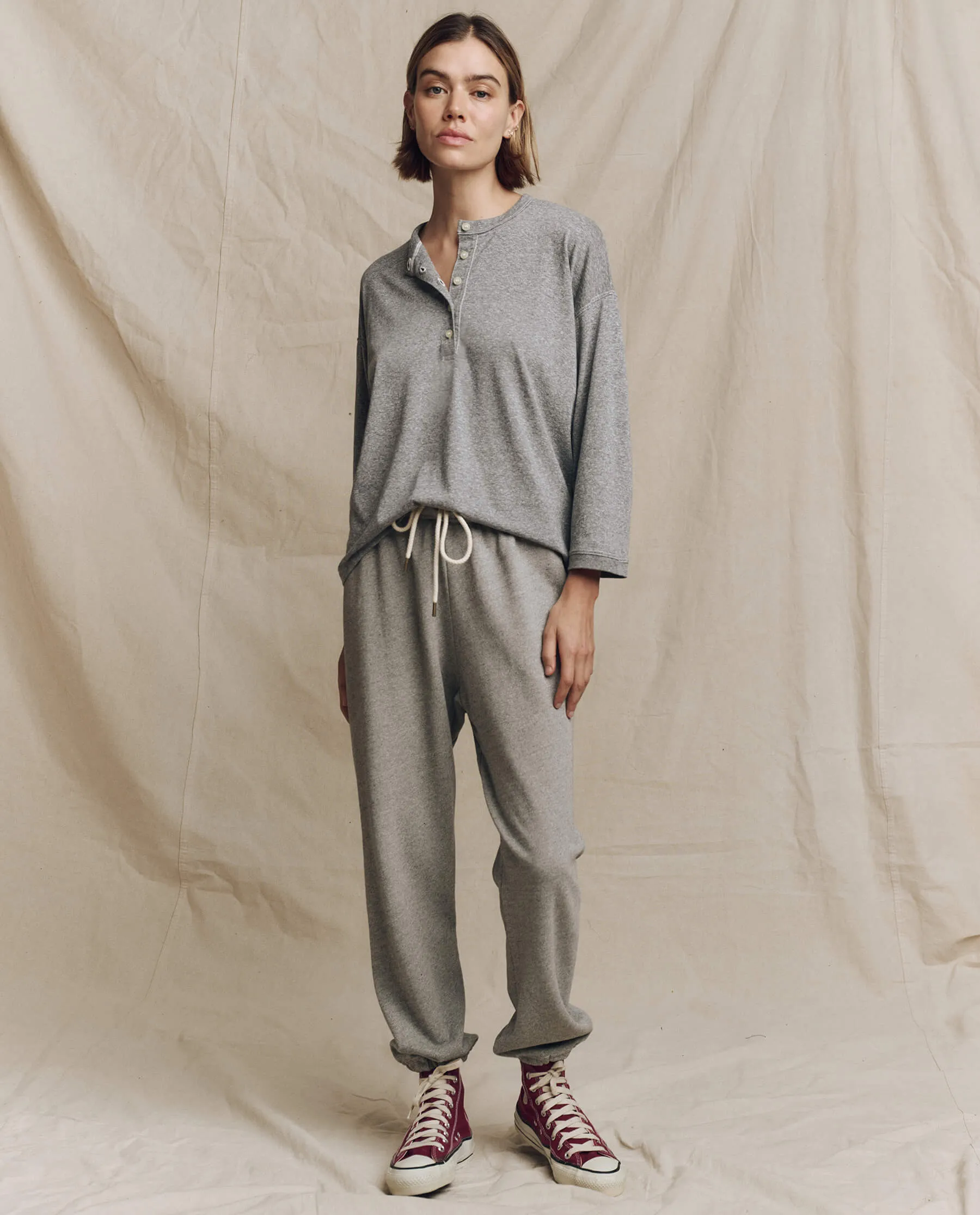 The Shrunken Henley. -- Heather Grey sold by THE GREAT. product image thumbnail 4