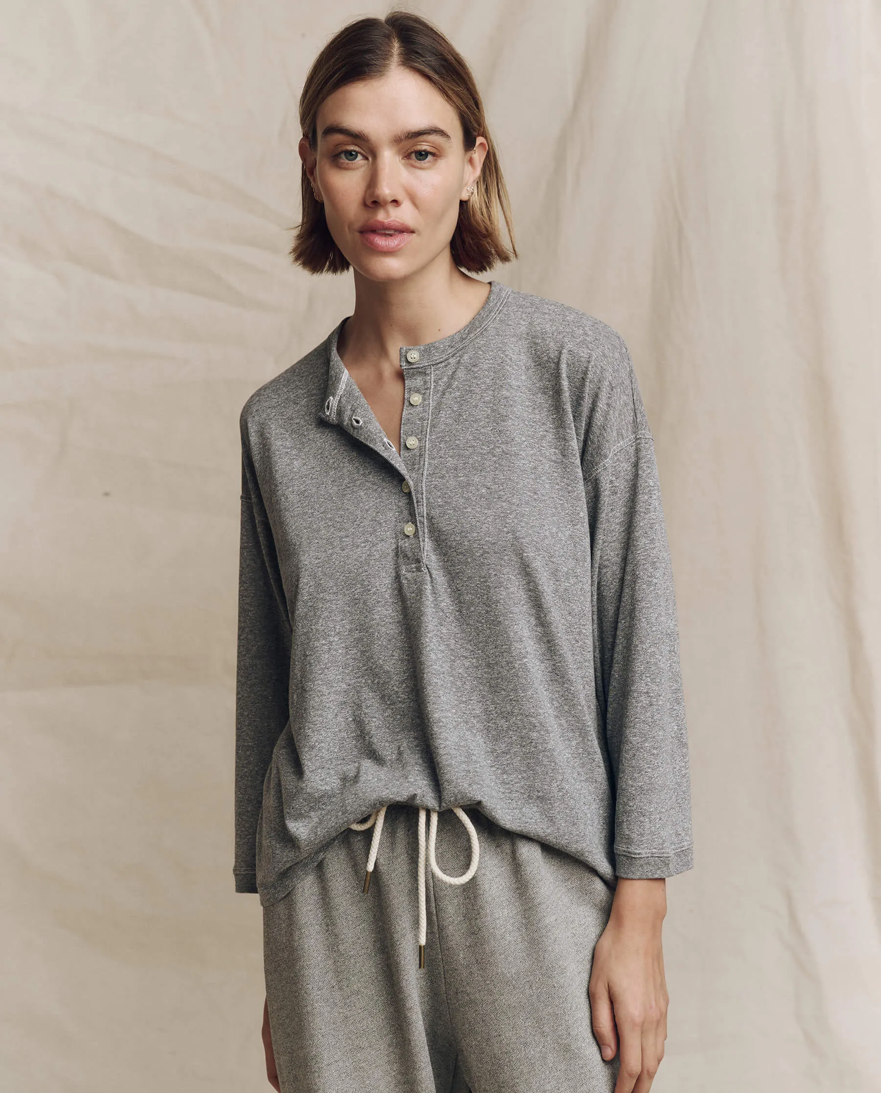 The Shrunken Henley. -- Heather Grey sold by THE GREAT.