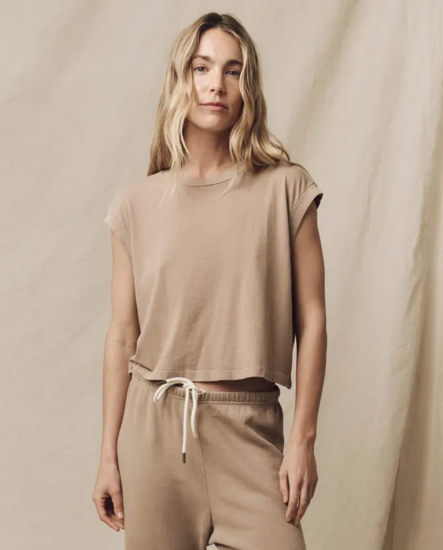 The Square Tee. Solid -- Khaki sold by THE GREAT.