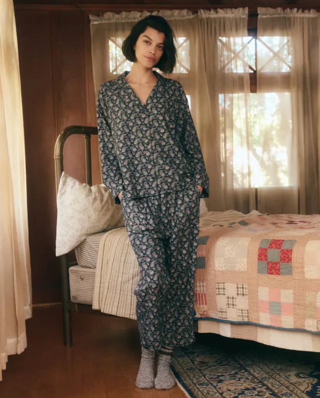 The Pajama Top. -- Navy with Cream Vintage Paisley sold by THE GREAT.