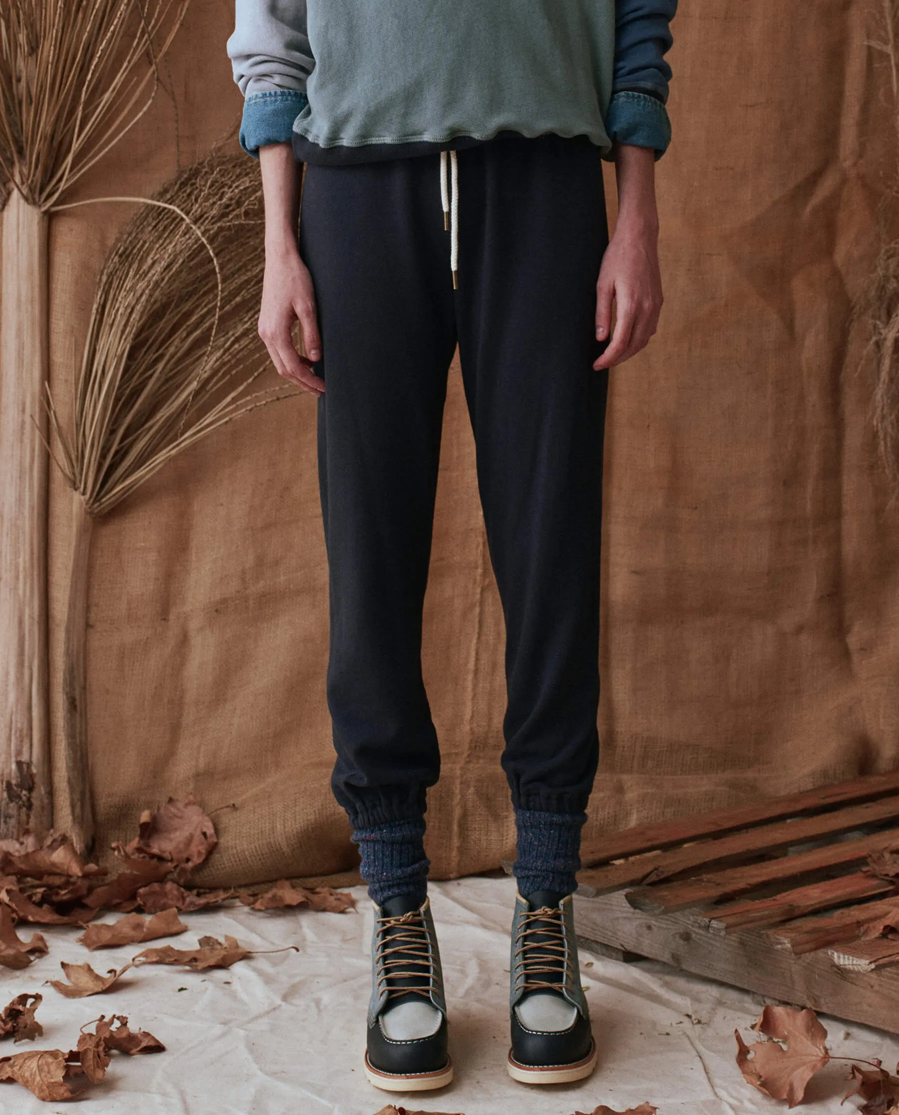 The Stadium Sweatpant. Solid -- Indigo sold by THE GREAT.