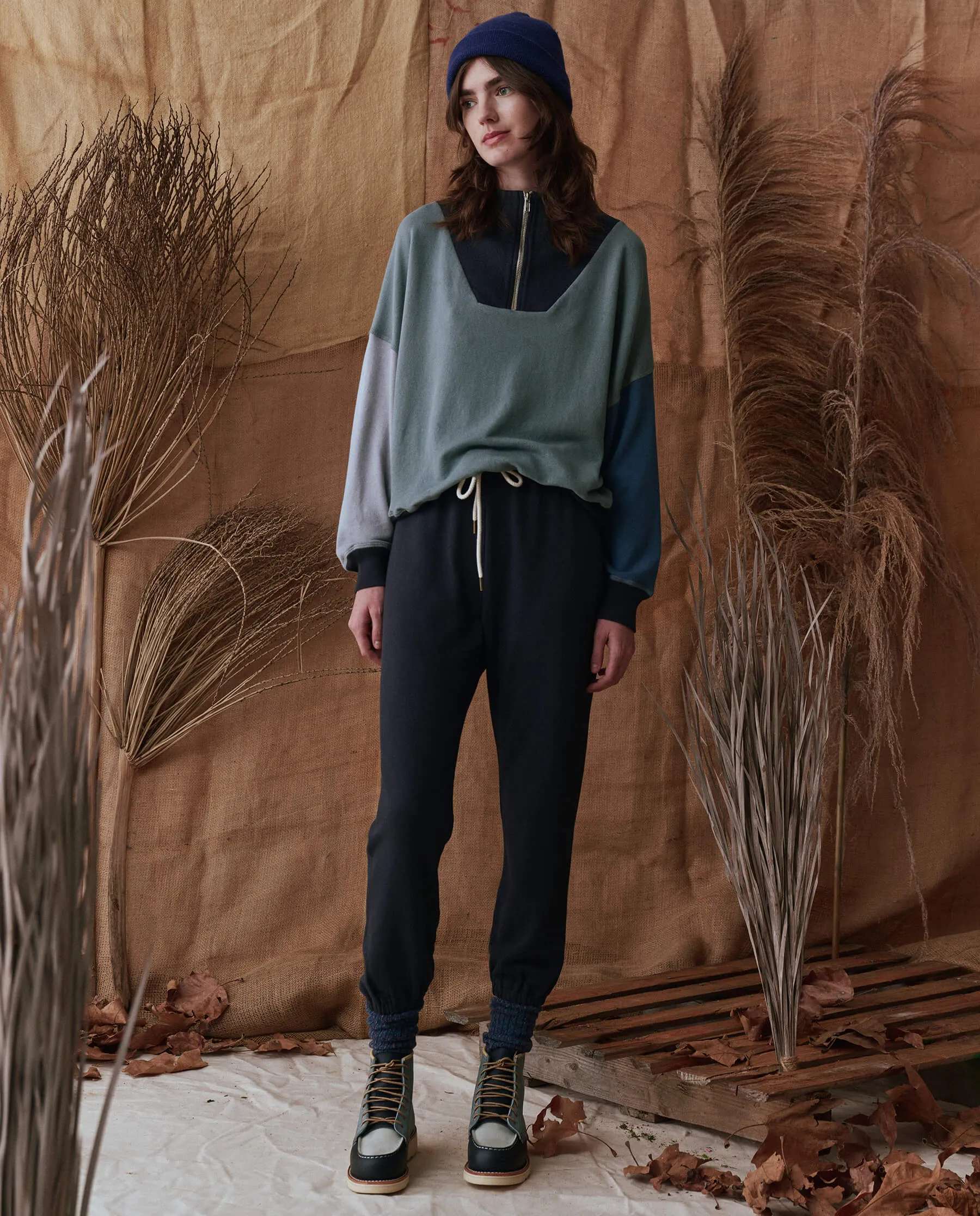 The Stadium Sweatpant. Solid -- Indigo sold by THE GREAT. product image thumbnail 4